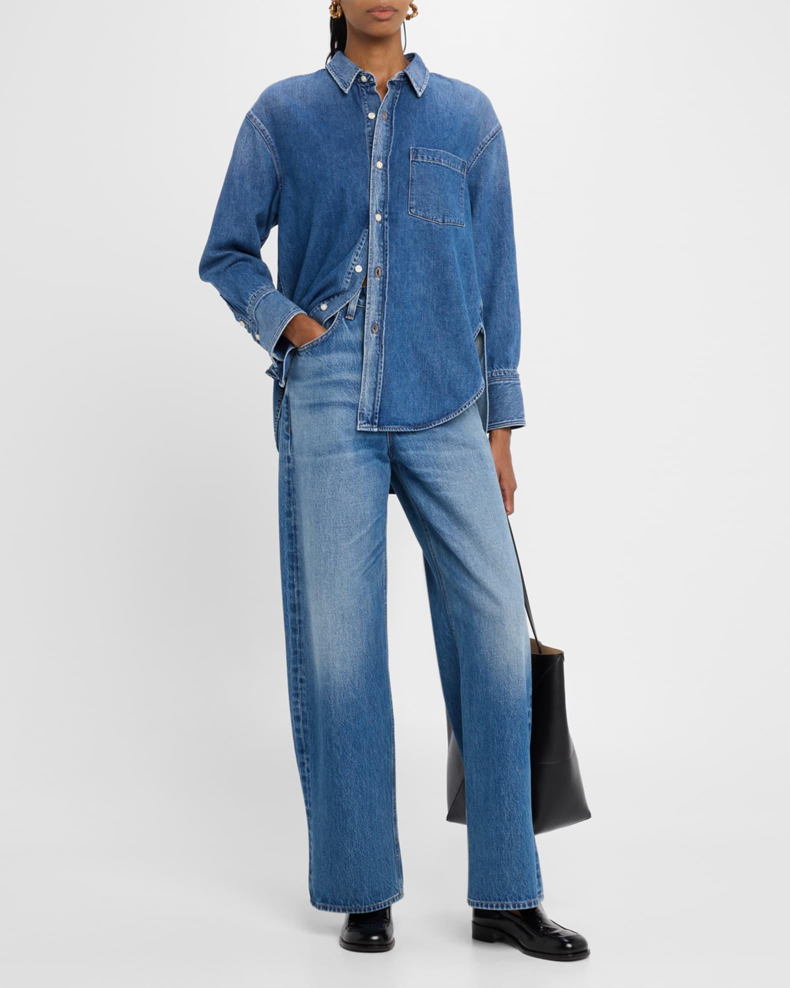 Ayla Baggy Straight-Leg Cotton Denim Jeans Product Image