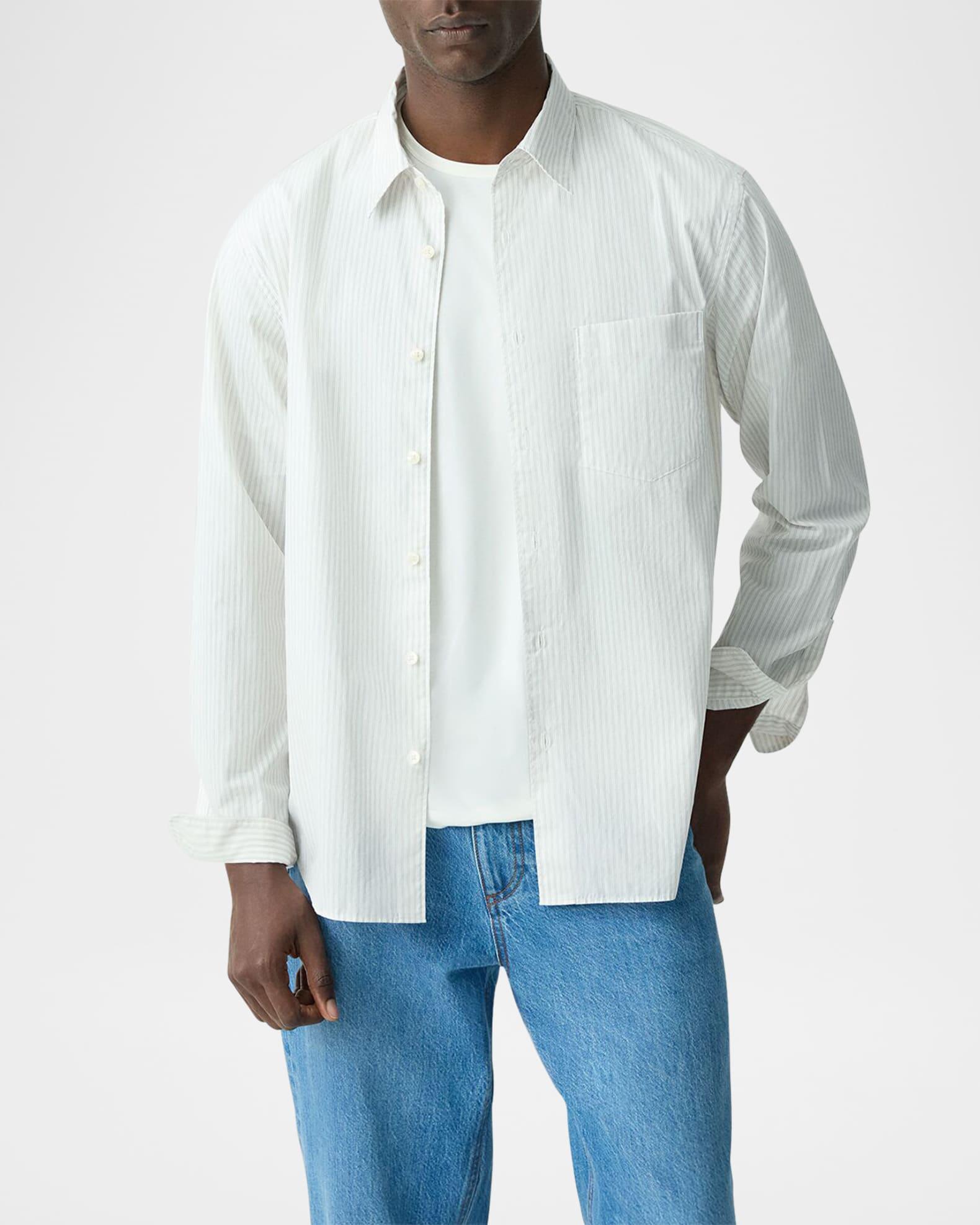 Mens Weekend Striped Cotton Poplin Button-Front Shirt Product Image