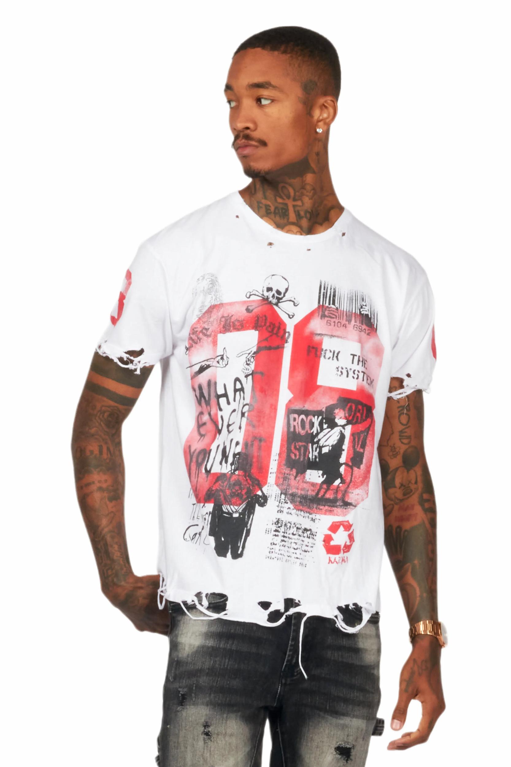 Grill White Graphic Oversized T-Shirt Male Product Image