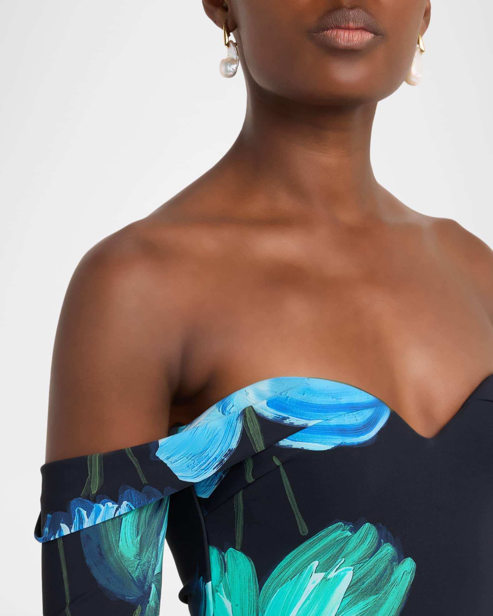 Off-Shoulder Bodycon Peplum Midi Dress Product Image