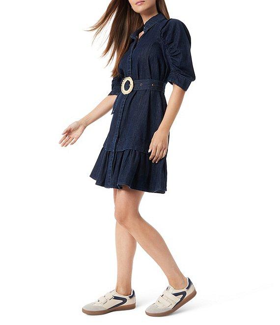 Sam Edelman Ferry Belted Banded Collar Neckline Short Sleeve Shirt Dress Product Image