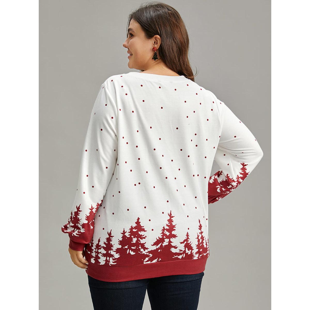 Plus Size Graphic Christmas Round Neck Sweatshirt Women Multicolor Casual Printed Festival-Christmas Sweatshirts BloomChic 14-16/1X Product Image