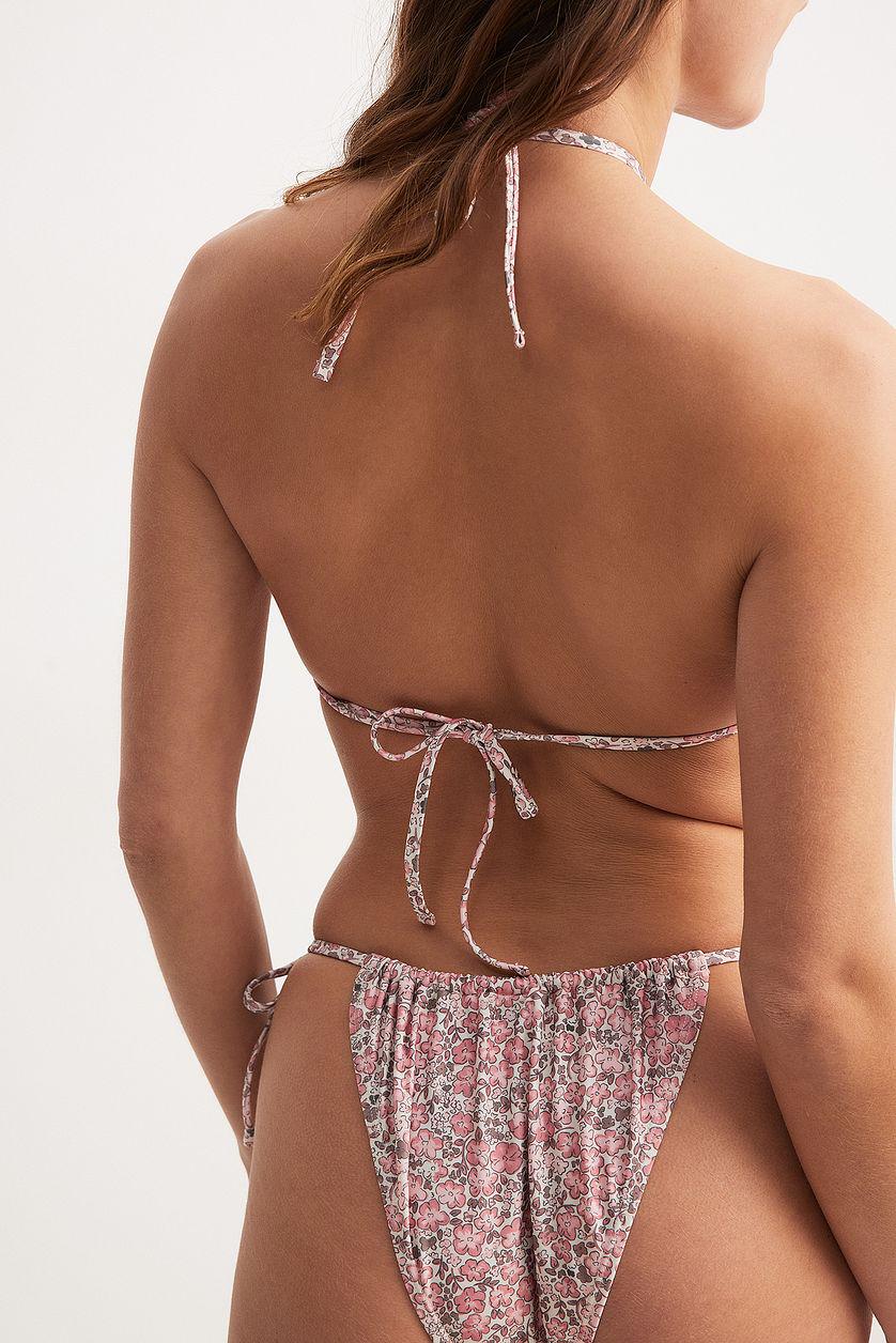 Drawstring Tie High Cut Bikini Panty Flower Product Image