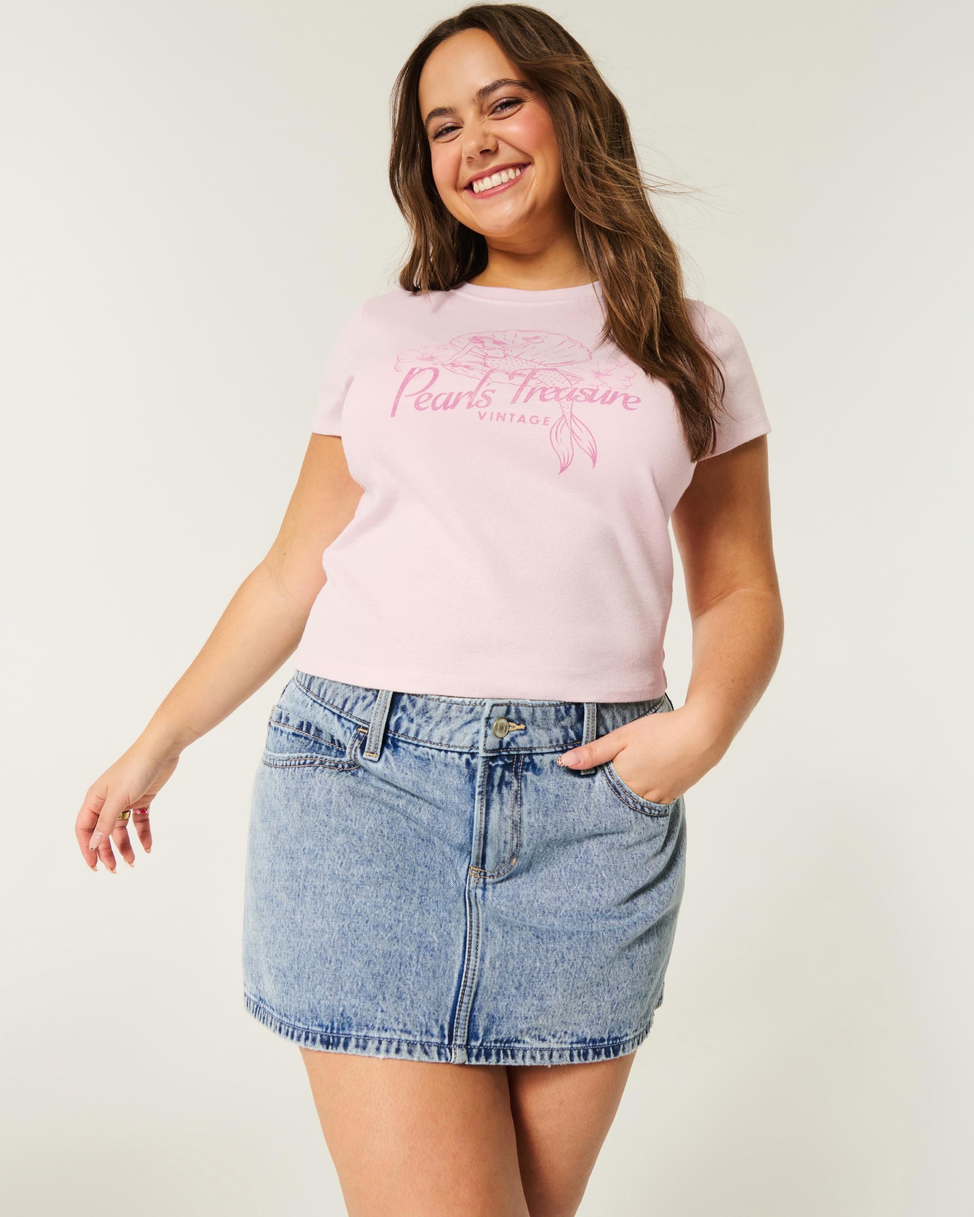 Low-Rise Pink Denim Mini Skort Product Image