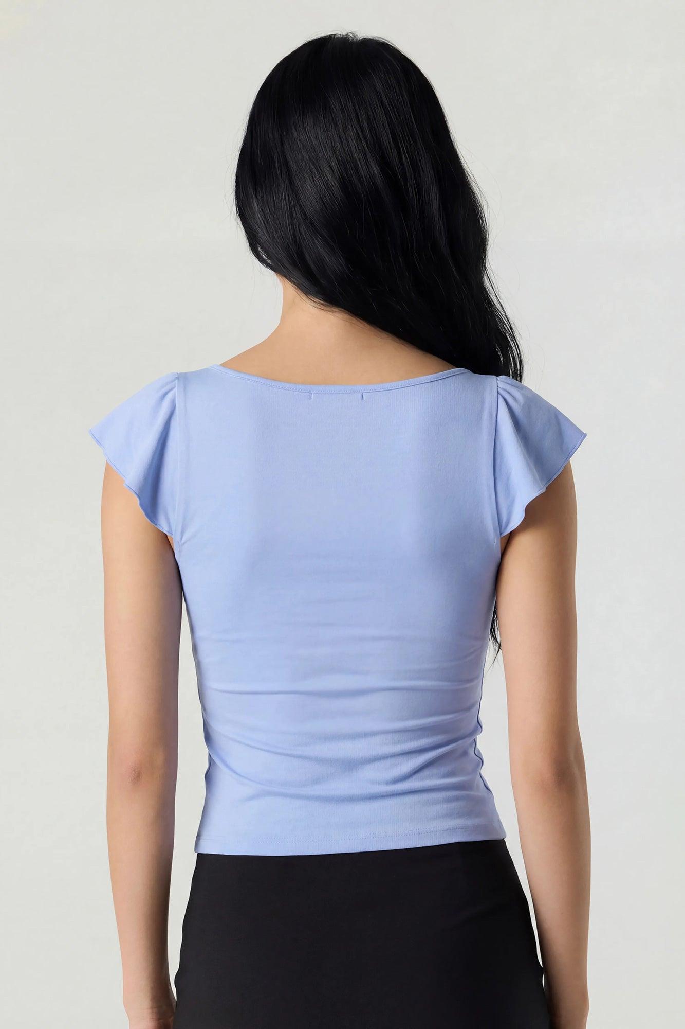 V-Neck Ruffle Tie Front Top Female Product Image