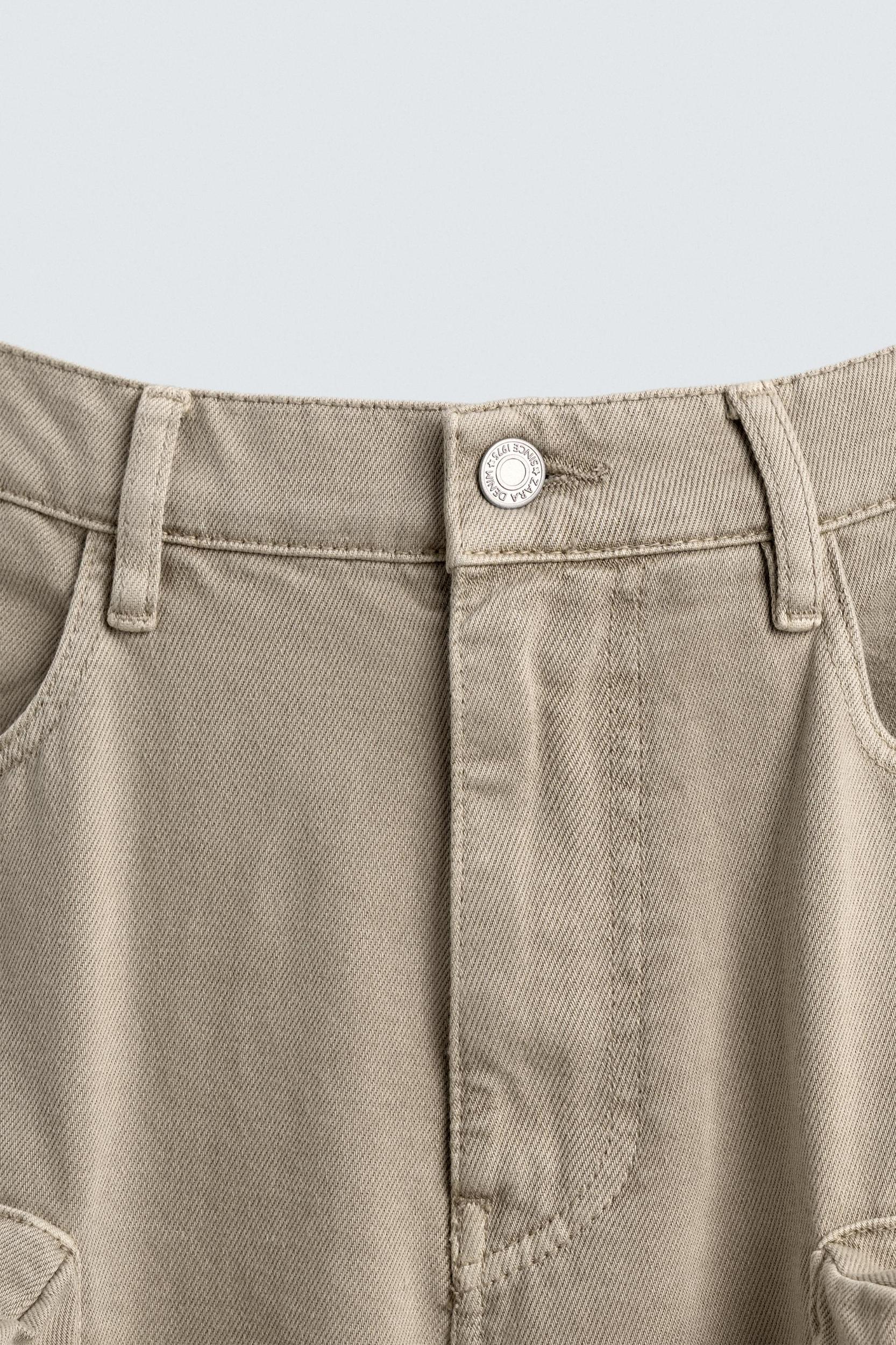 DENIM CARGO PANTS WITH POCKETS Product Image