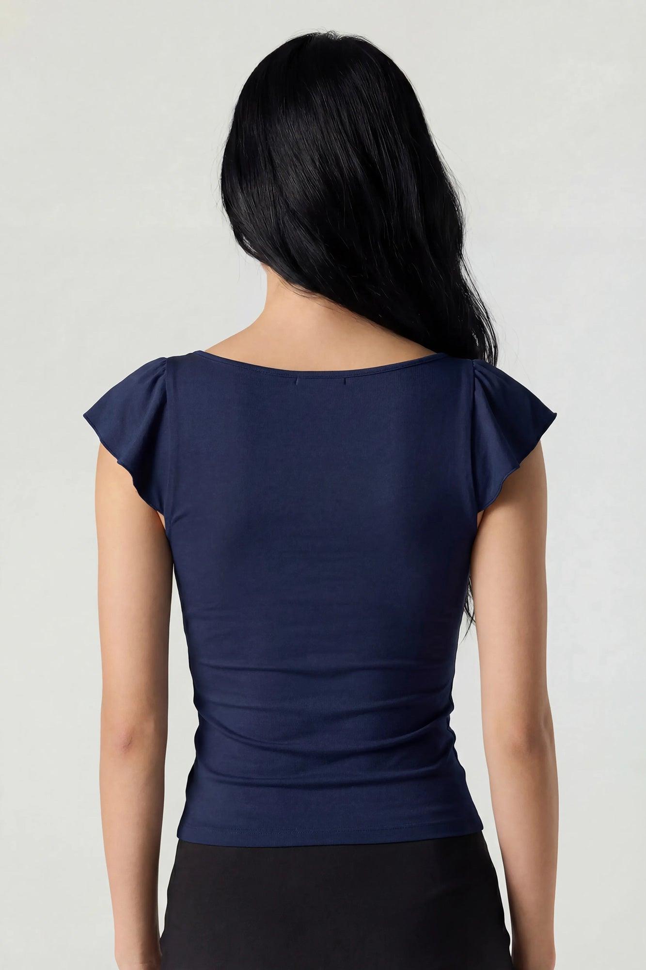V-Neck Ruffle Tie Front Top Female Product Image