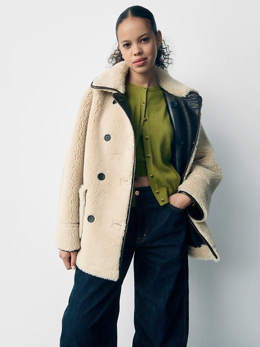 Reversible Recycled Vegan Leather Sherpa Jacket Product Image