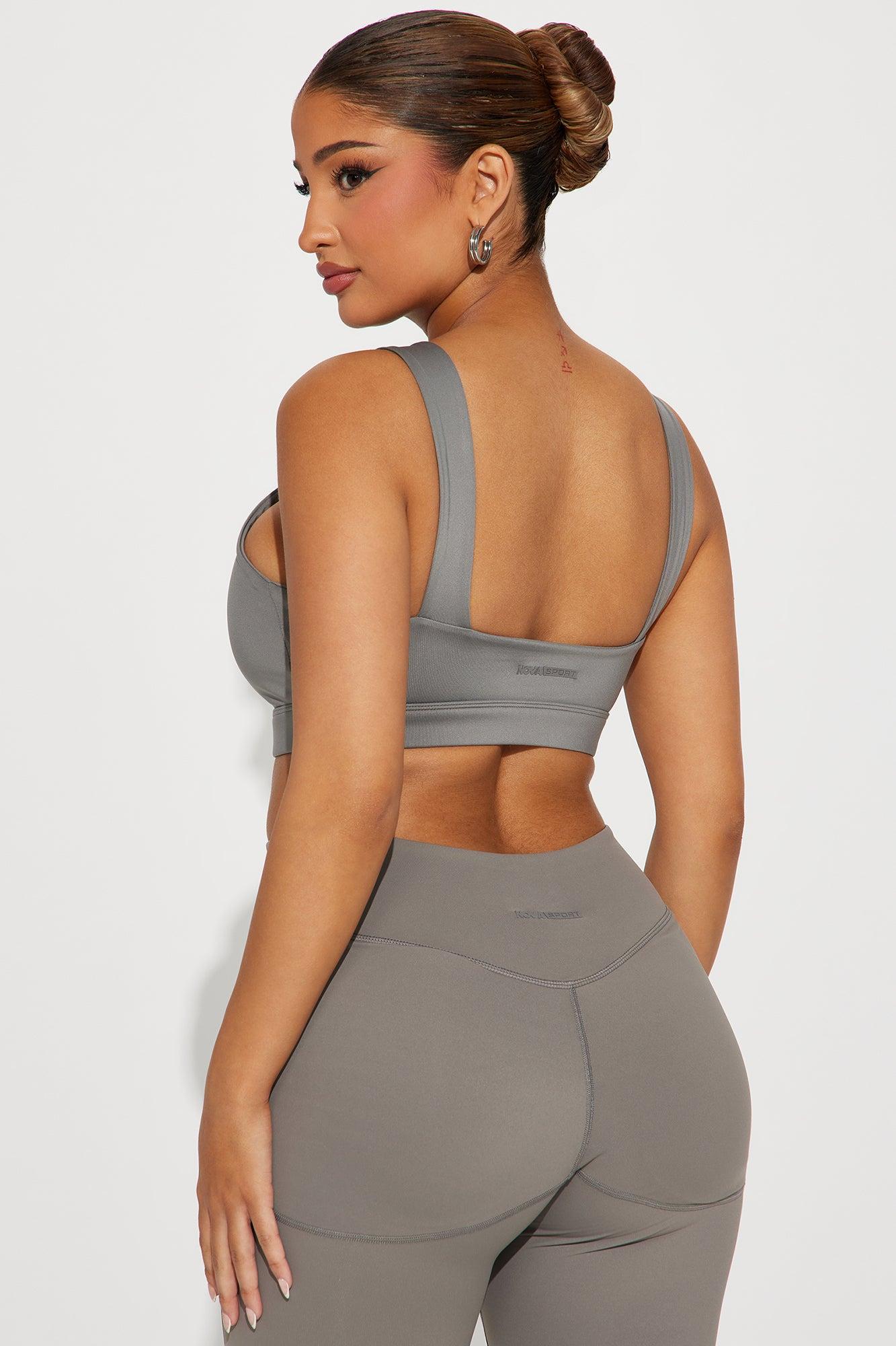 Hard Work Elevate Lace Up Sports Bra - Charcoal Product Image