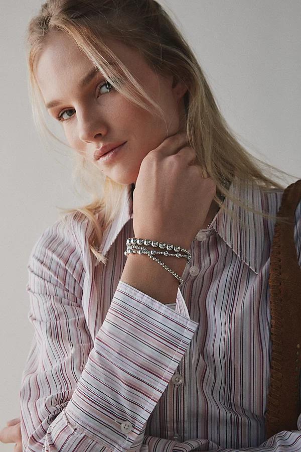 Stretchy Metal Beaded Bracelet Set Womens at Urban Outfitters Product Image