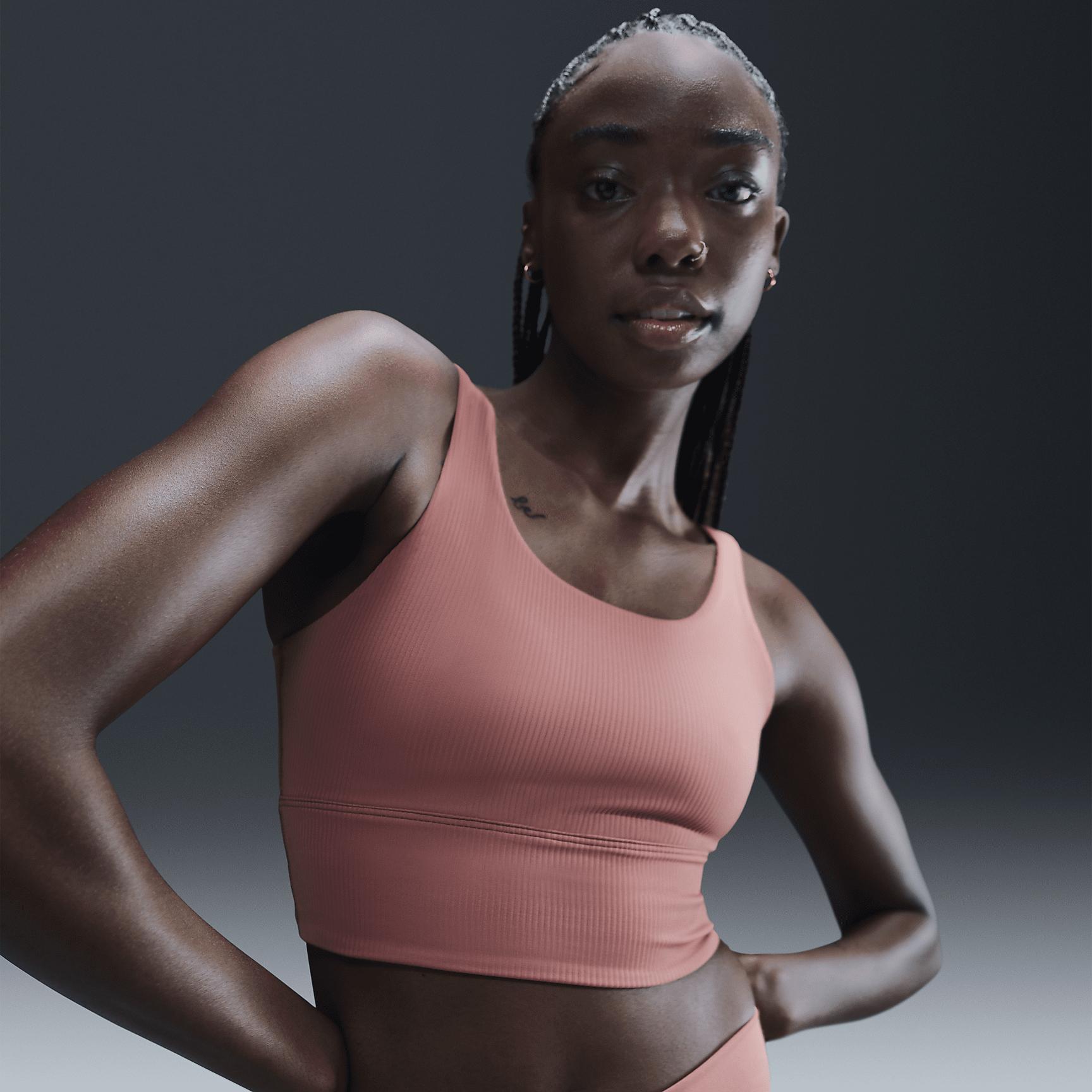 Nike Womens Zenvy Rib Light-Support Padded Longline Sports Bra | HF1542-652 Product Image