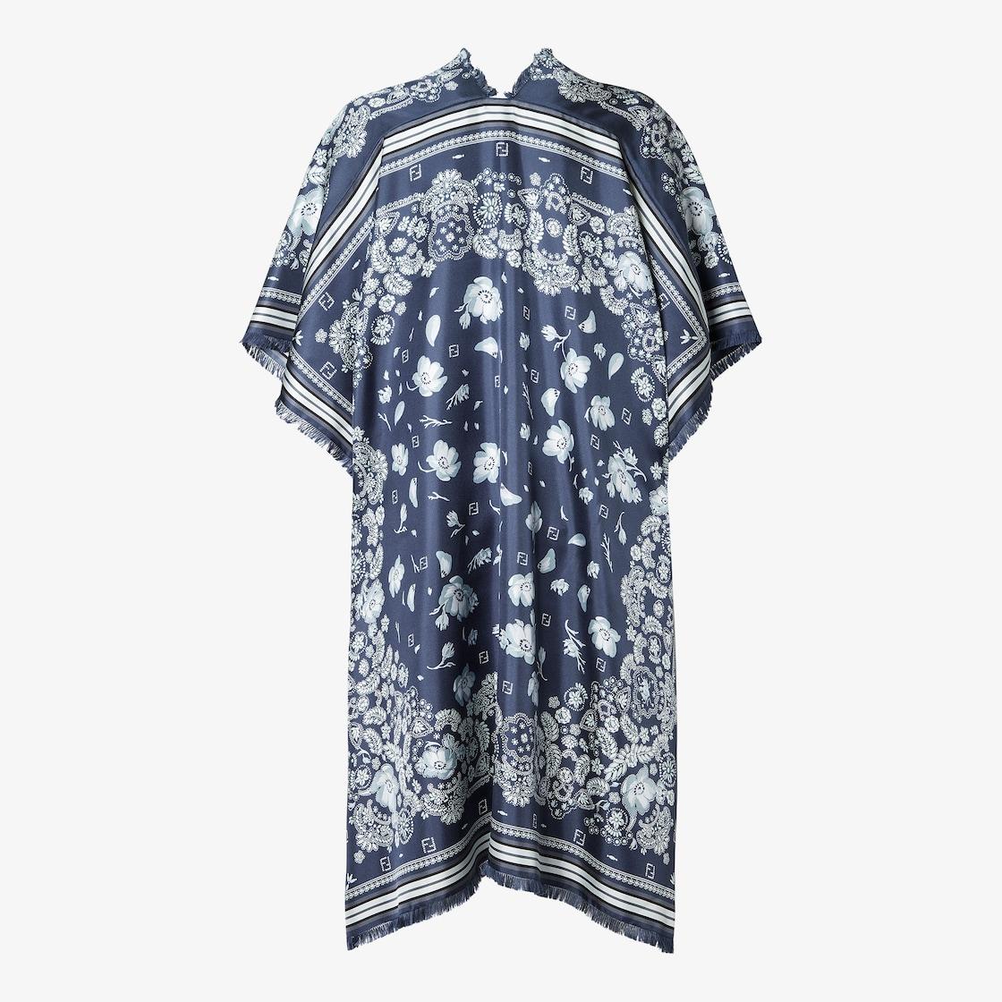 PonchoBlue silk Coral Bandana poncho Product Image