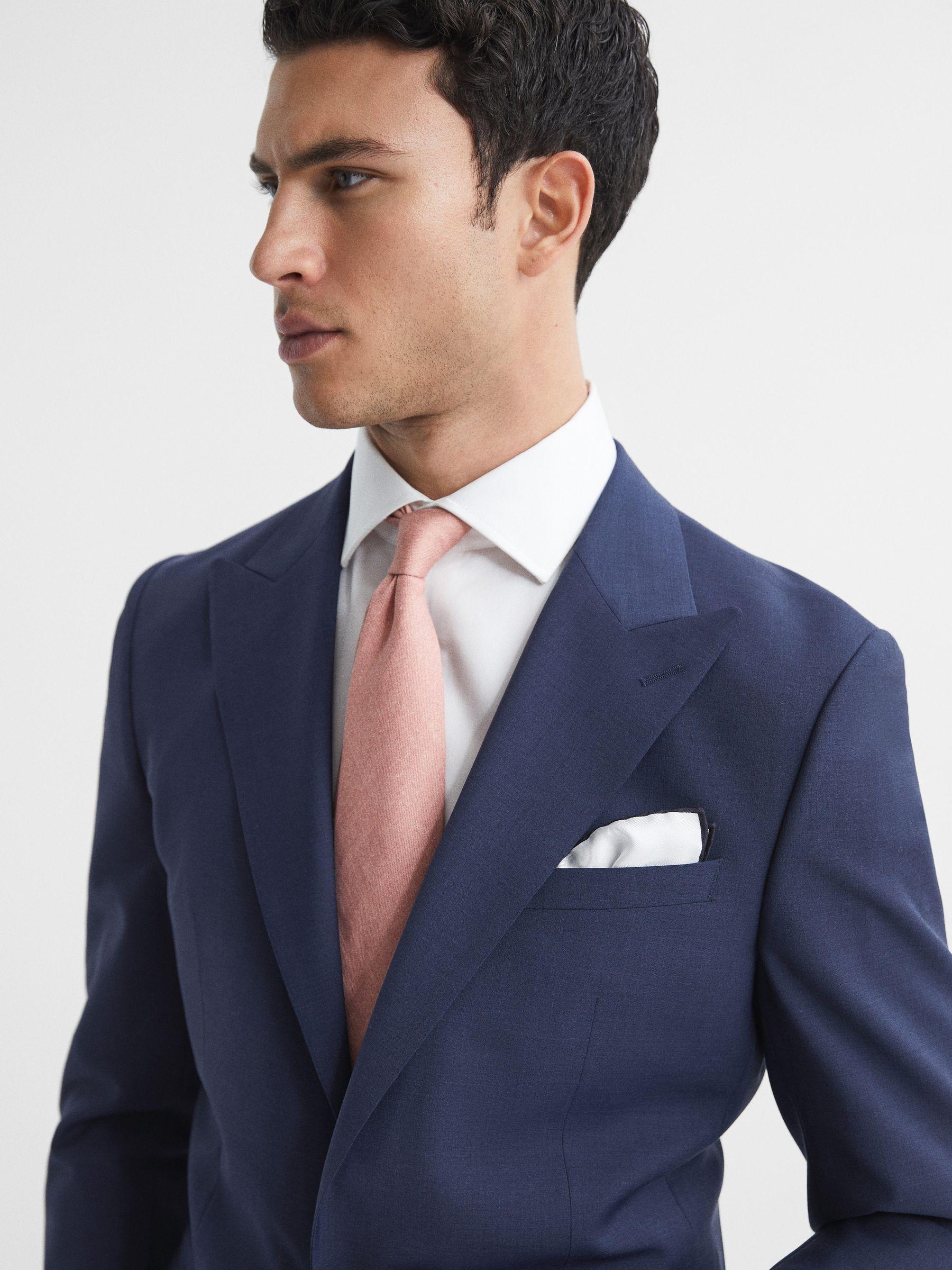 Slim Fit Single Breasted Wool Blend Blazer in Bright Blue Product Image