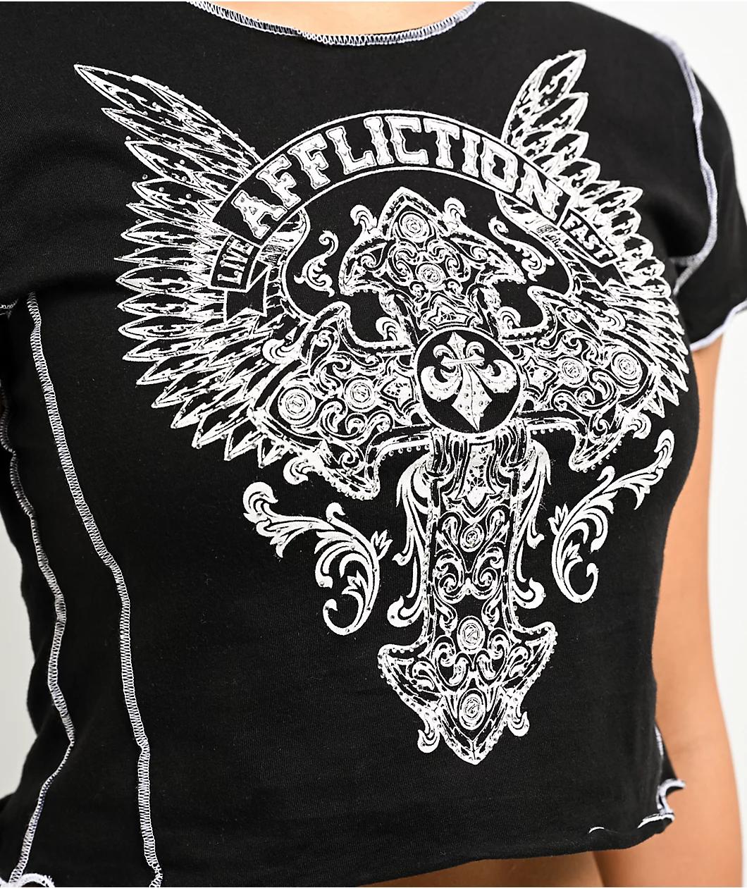 Affliction Congregation Black Crop T-Shirt Product Image