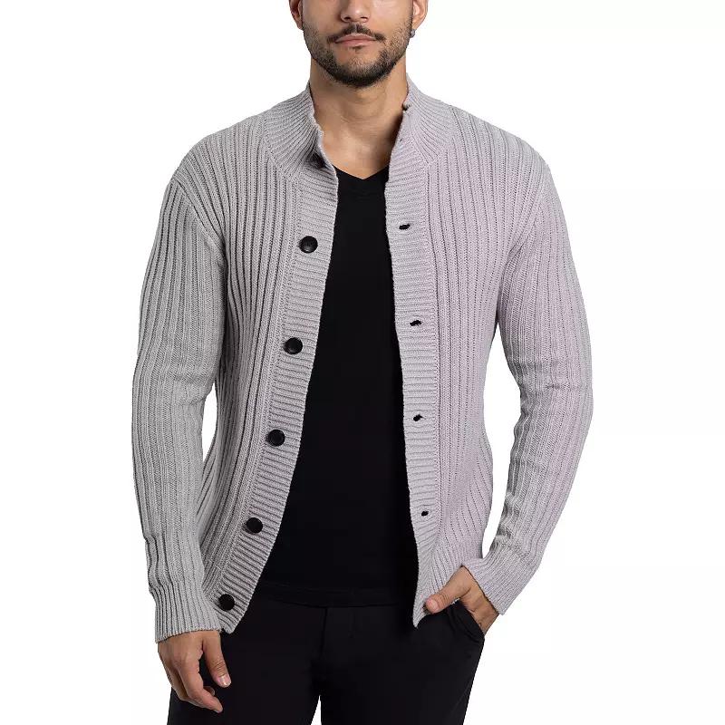 Men's Xray Stand-Collar Cardigan Sweater, Size: 3XL, Silver Grey Product Image