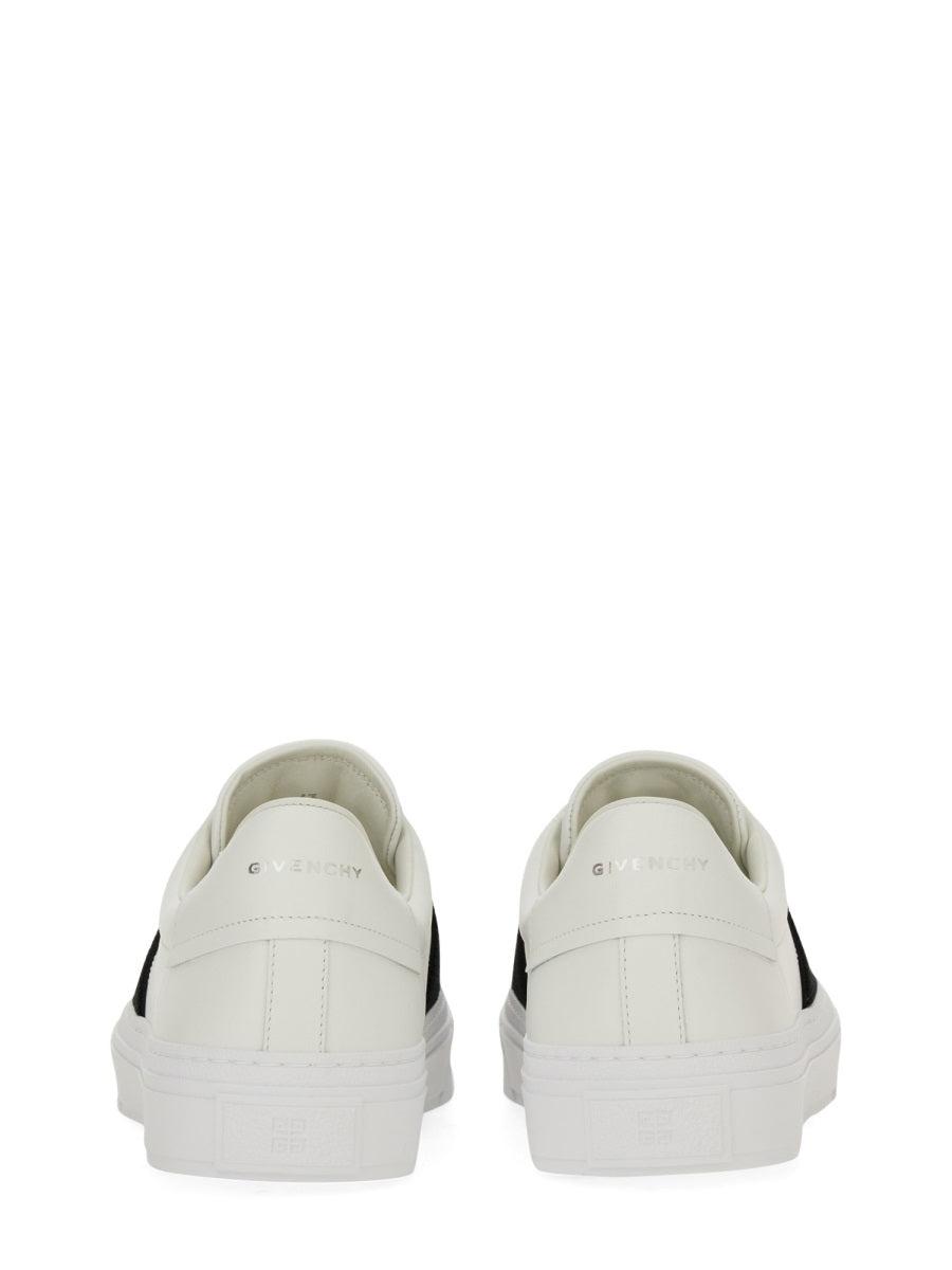 GIVENCHY Logo-embroidered Slip-on Leather Sneakers In White Black Product Image