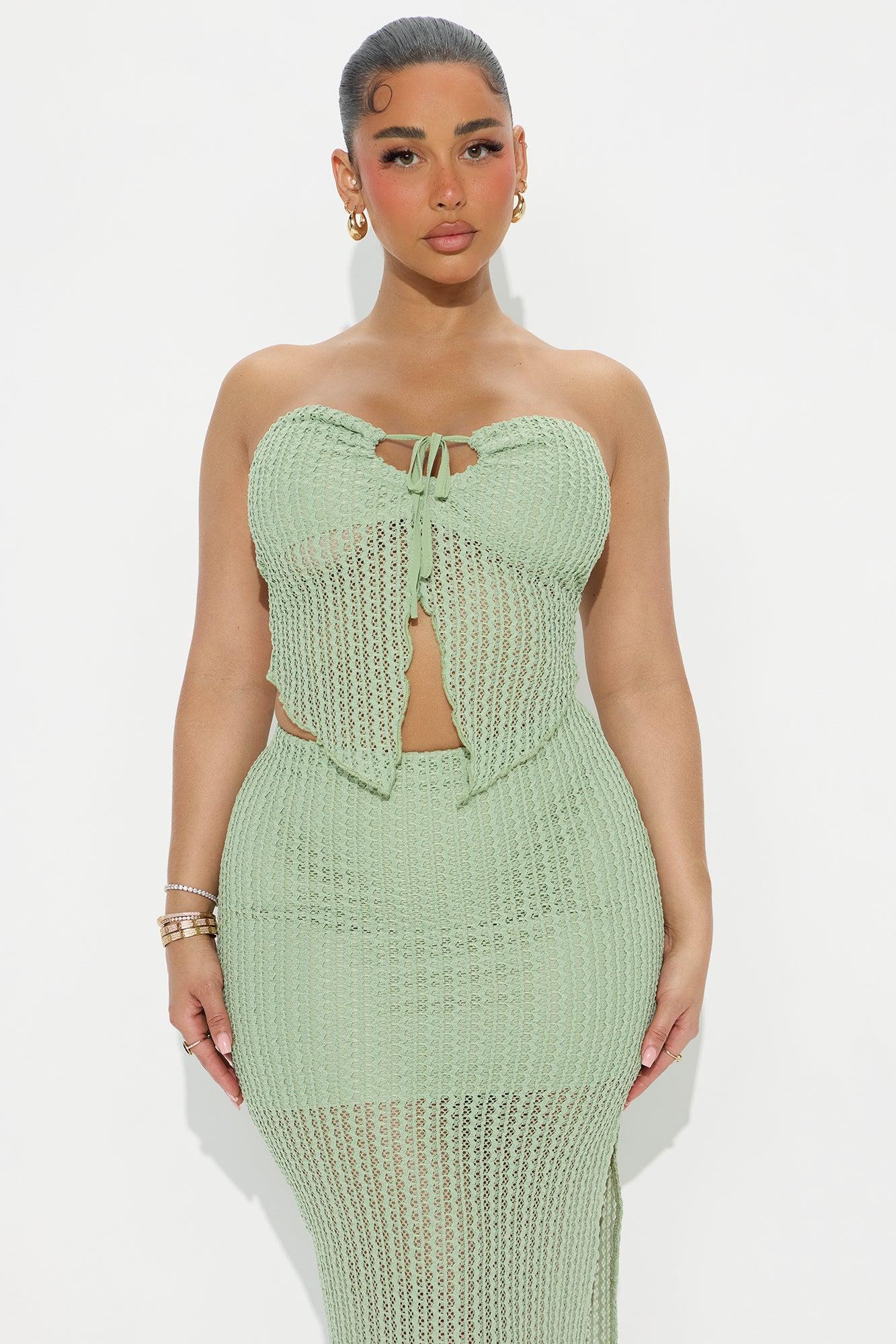 Sunset Beauty Crochet Skirt Set - Sage Product Image