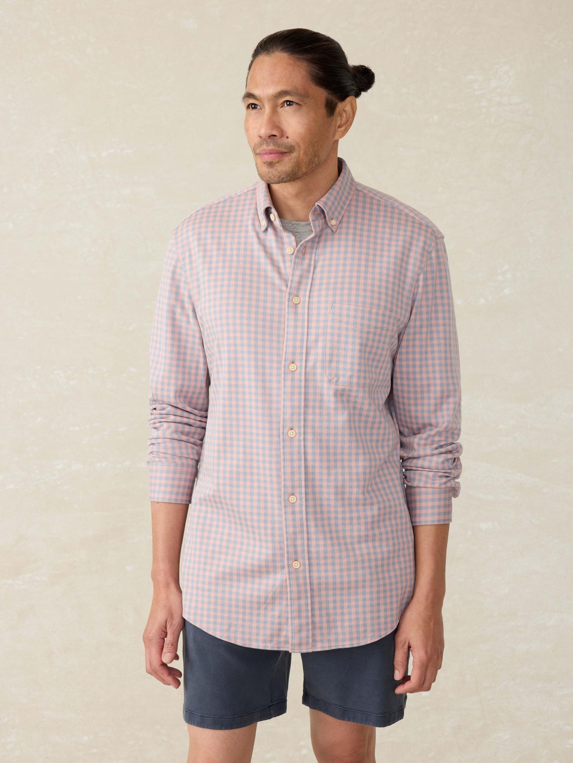 Coastline Knit Shirt - Blue Coral Gingham Product Image