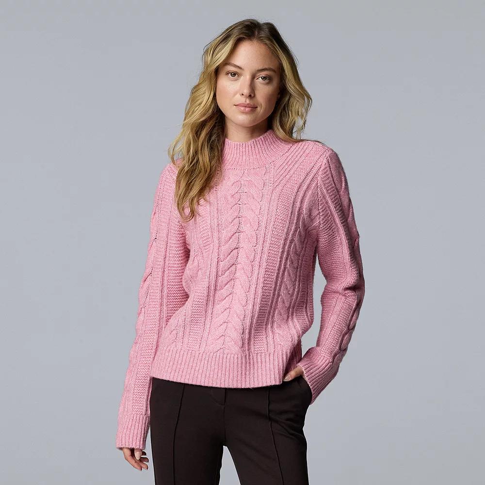 Women's Simply Vera Vera Wang Braided-Front Mockneck Sweater,  Product Image