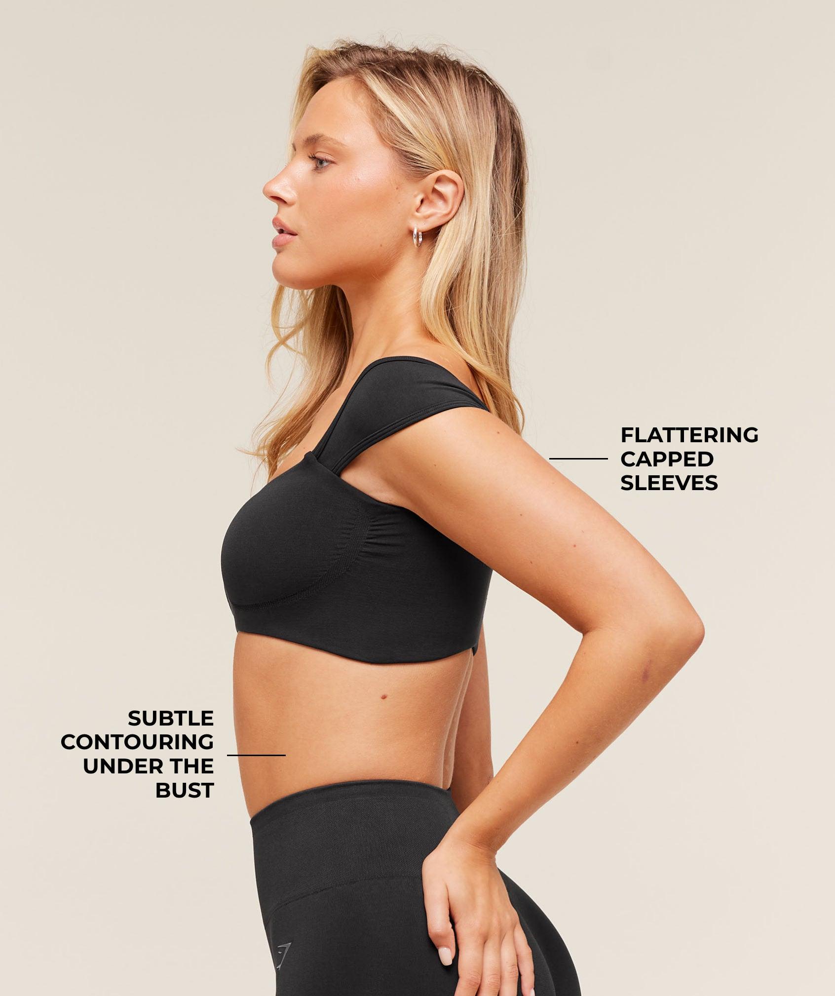 Gymshark Soft Sculpt Cap Sleeve Bralette - Black Female Product Image