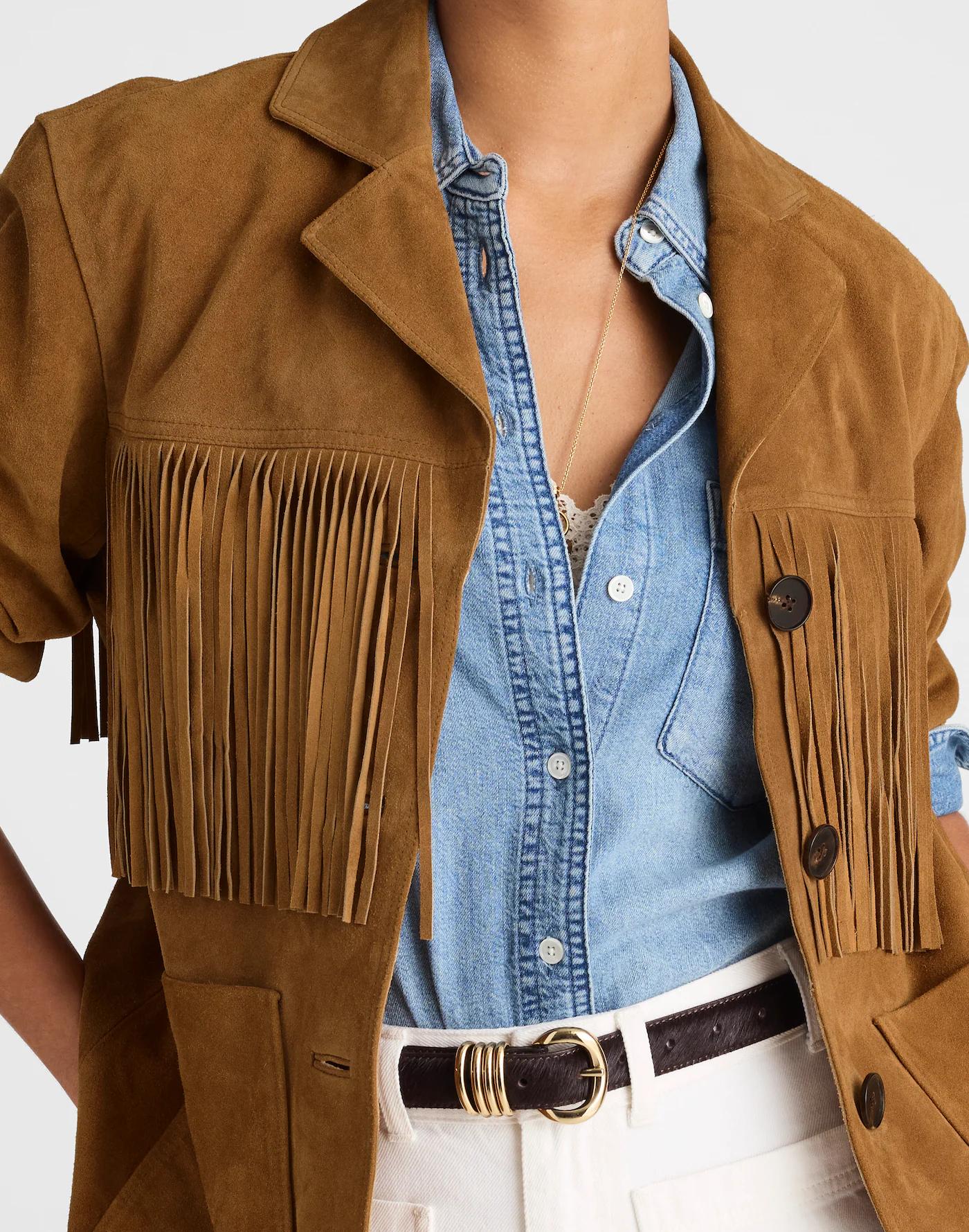 Fringe Shirt-Jacket in Suede Product Image