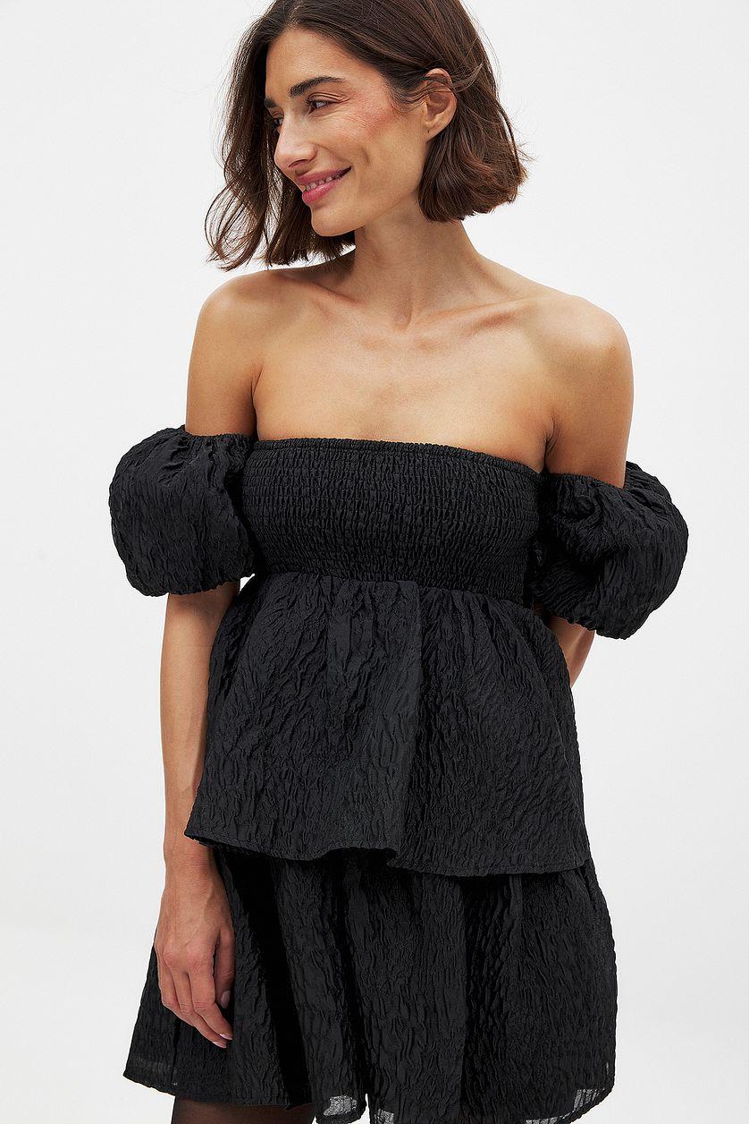 Off Shoulder Flowy Mini Dress Product Image