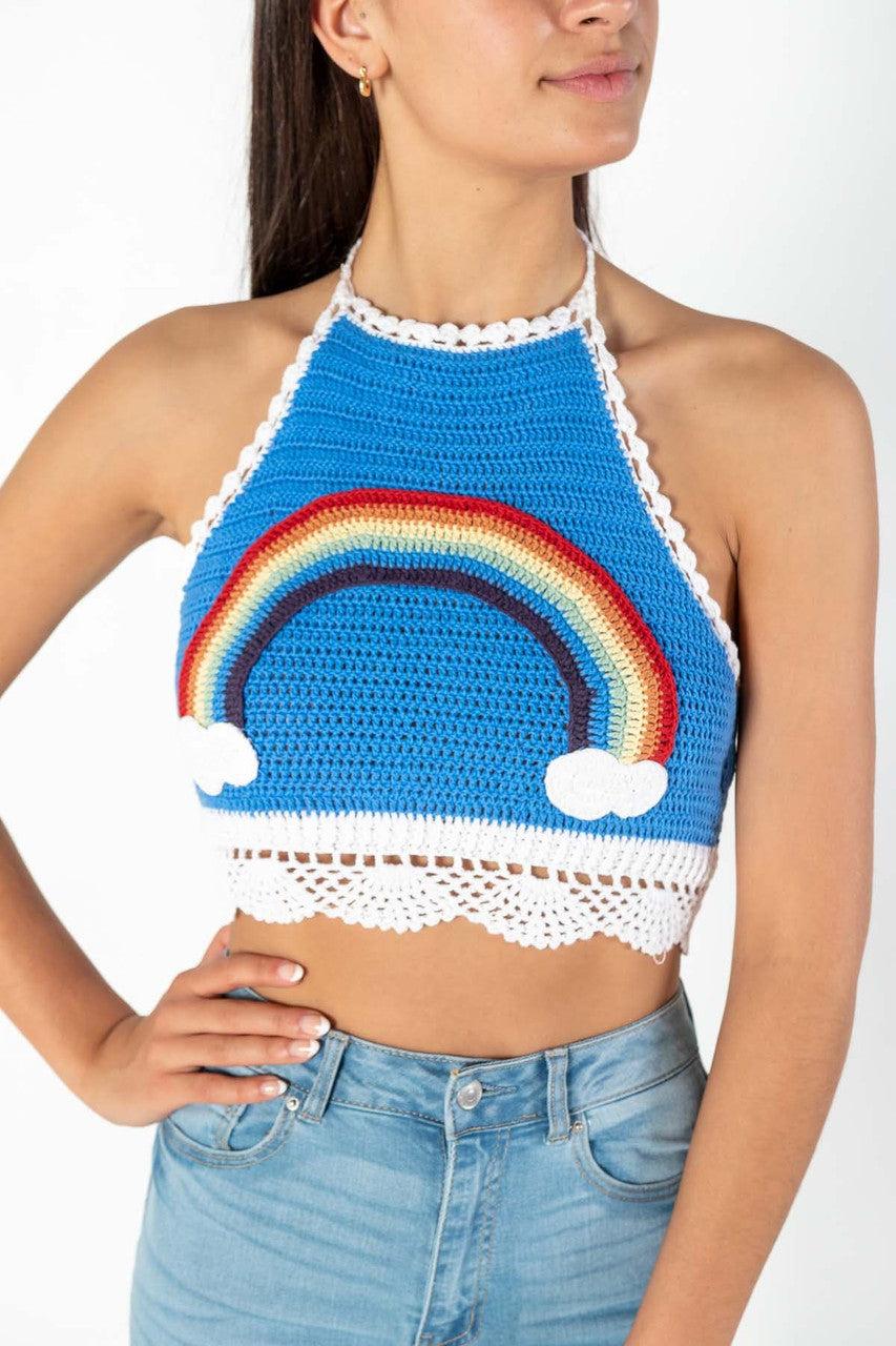 Rainbow Crochet Halter Top Product Image