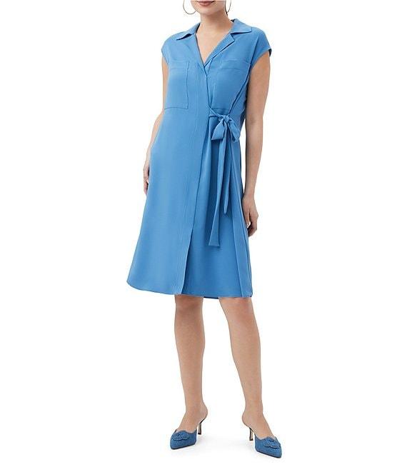Trina Turk Meron Georgette Notch Lapel V-Neck Cap Sleeve Wrap Dress Product Image