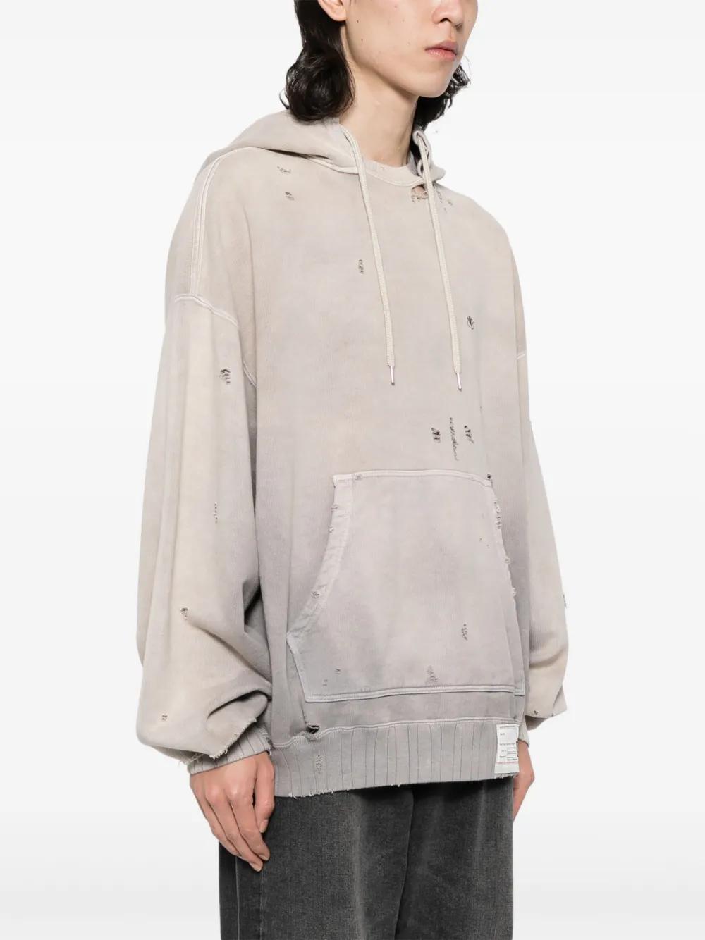 distressed-effect cotton hoodie Product Image