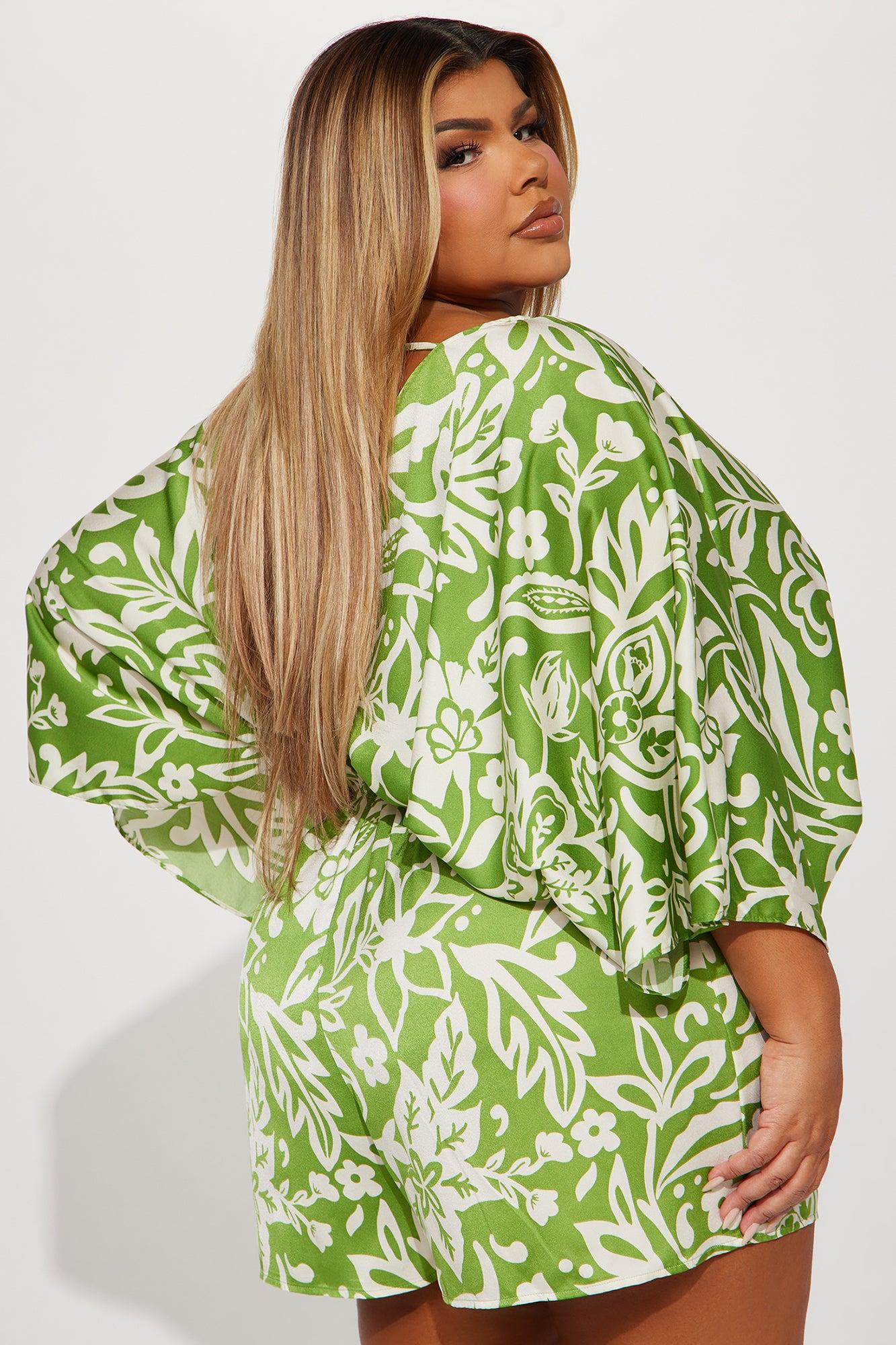 Tropical Dream Satin Romper - Green Product Image