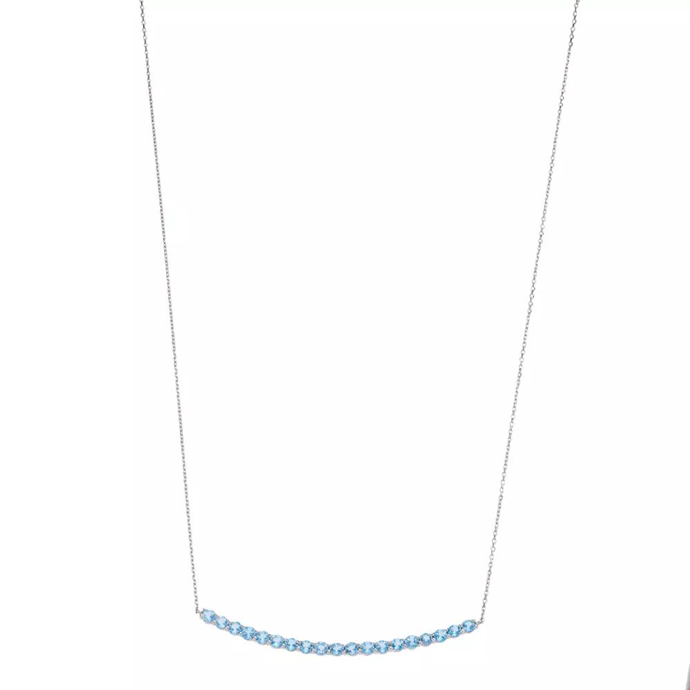 Sterling Silver Swiss Blue Topaz Curved Bar Necklace, Women's, Size: 18" Product Image