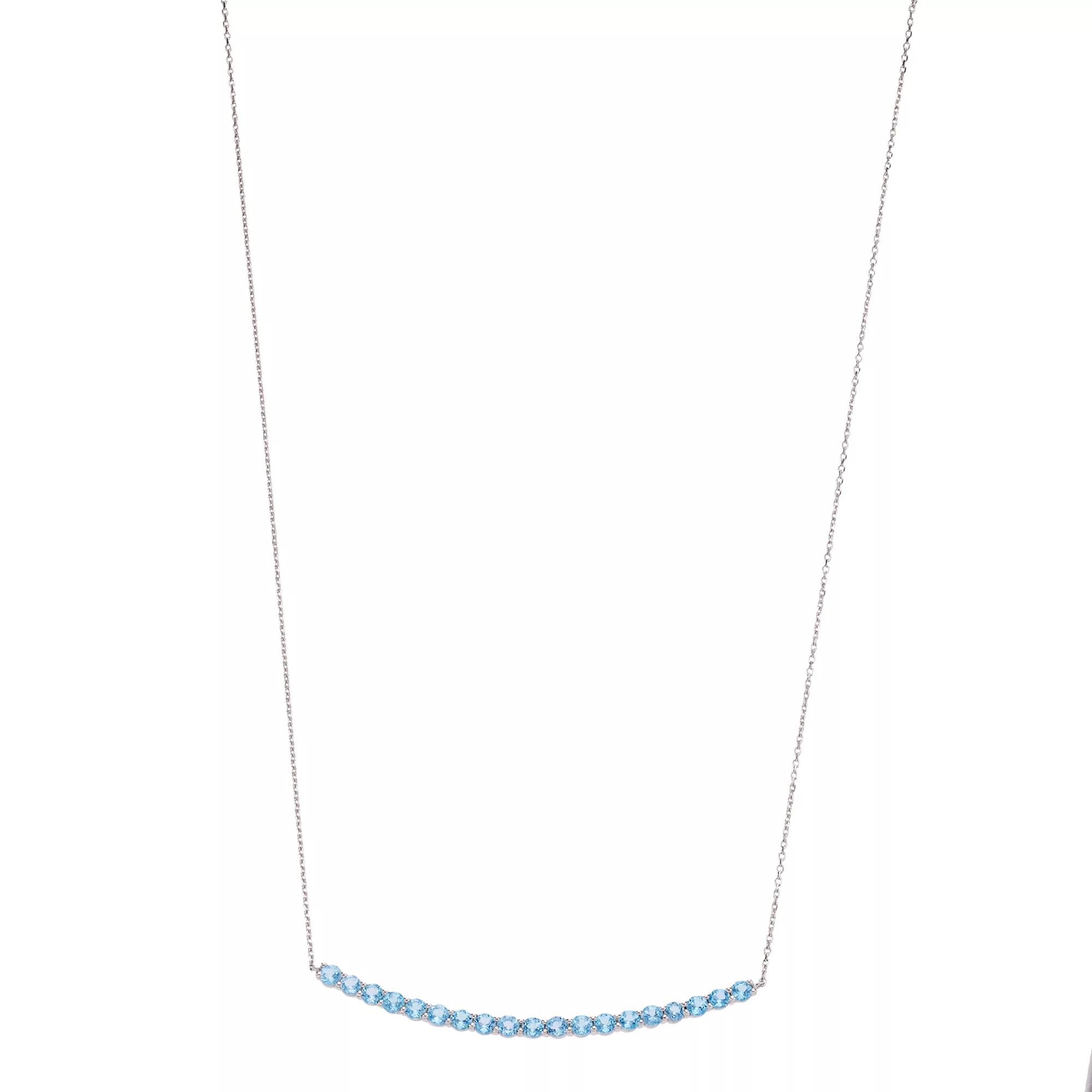 Sterling Silver Swiss Blue Topaz Curved Bar Necklace, Women's, Size: 18" Product Image