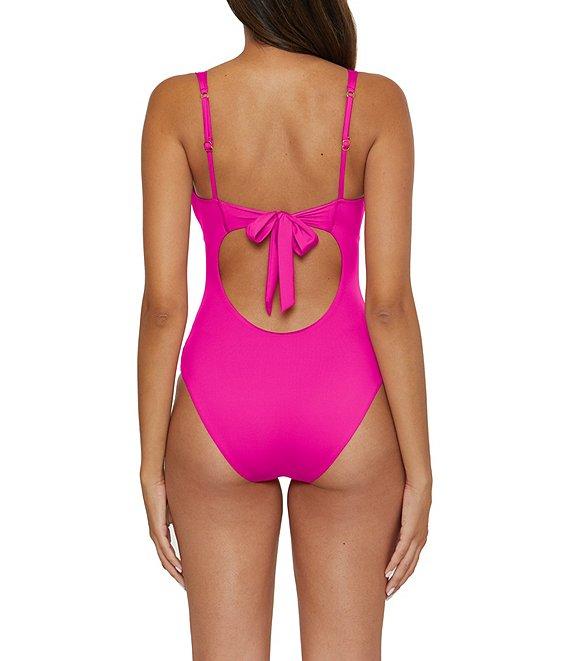 Becca By Rebecca Virtue Color Code V-Wire Neck Shirred Front One Piece Swimsuit Product Image