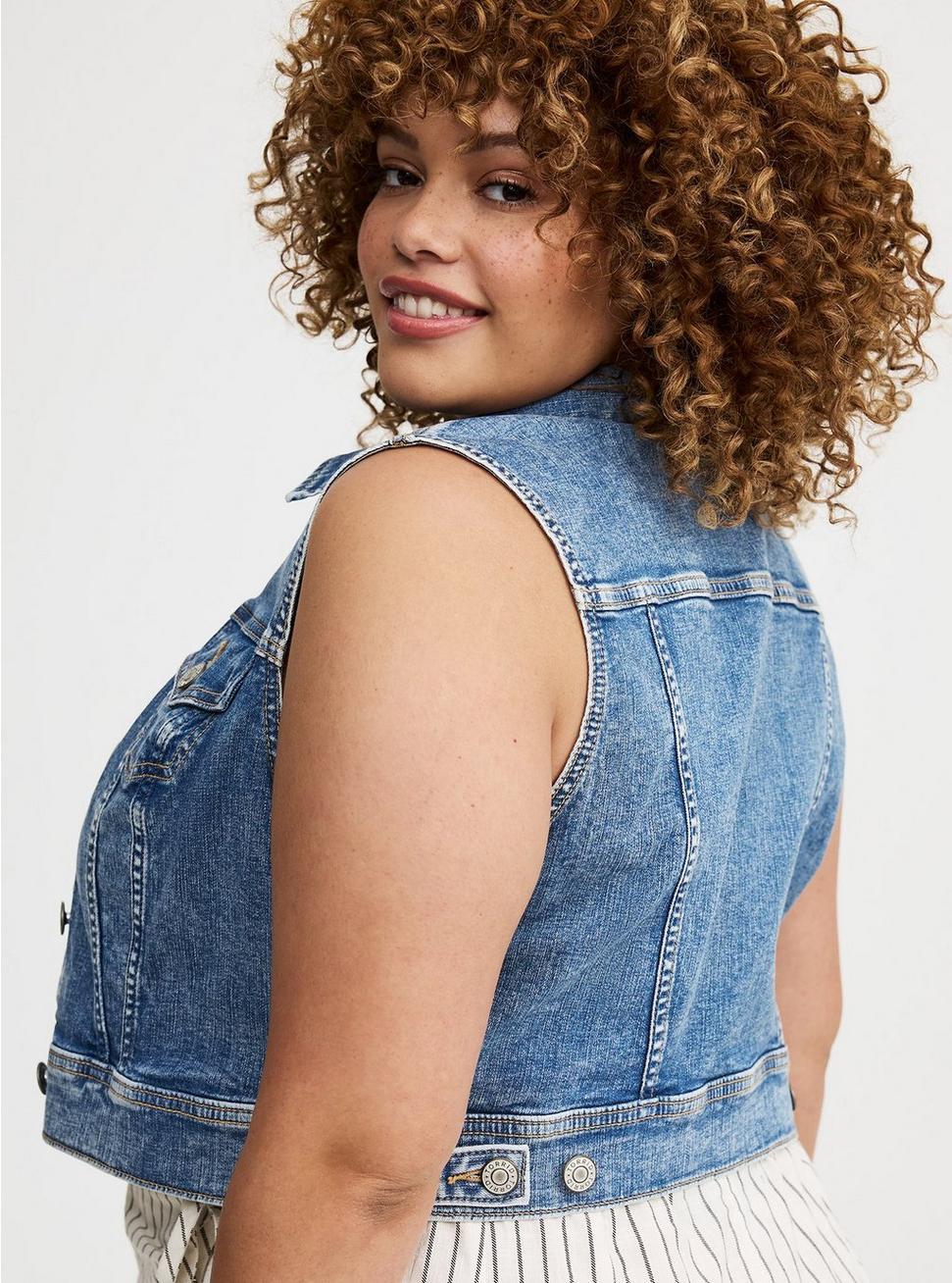 Cropped Denim Vest Product Image