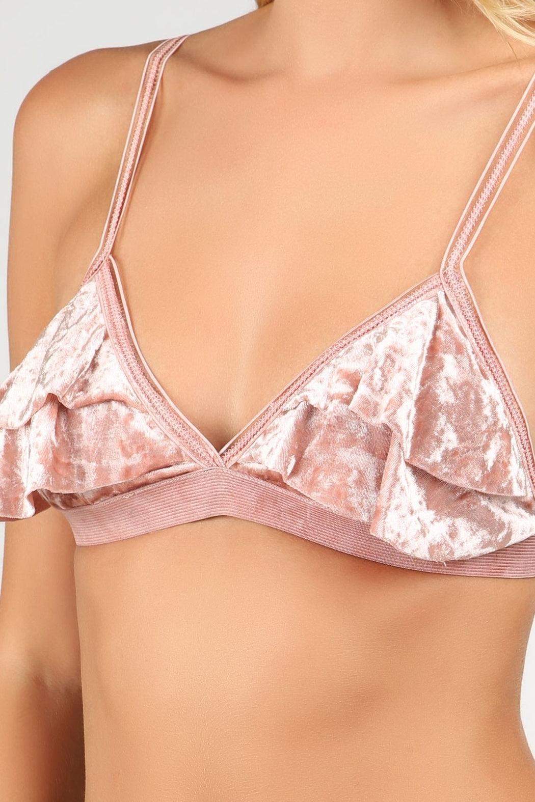 Adjustable Strap Velvet Layer Trim Bralette Product Image