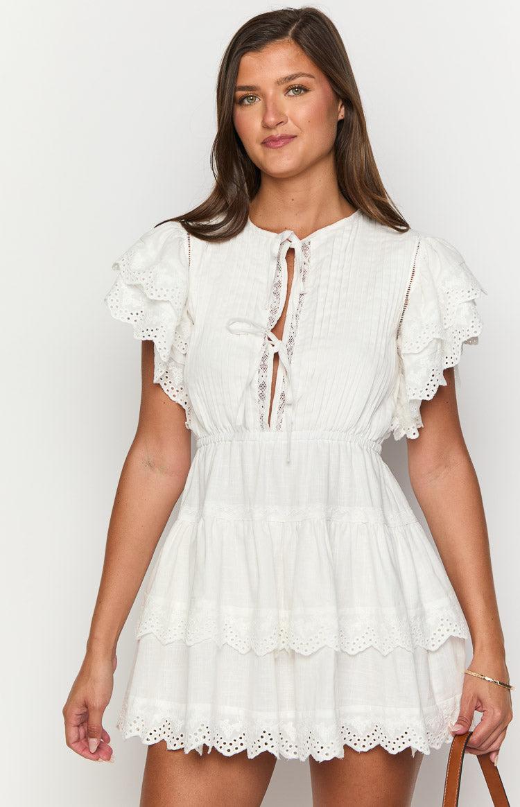 Savannah White Mini Dress Girls Product Image