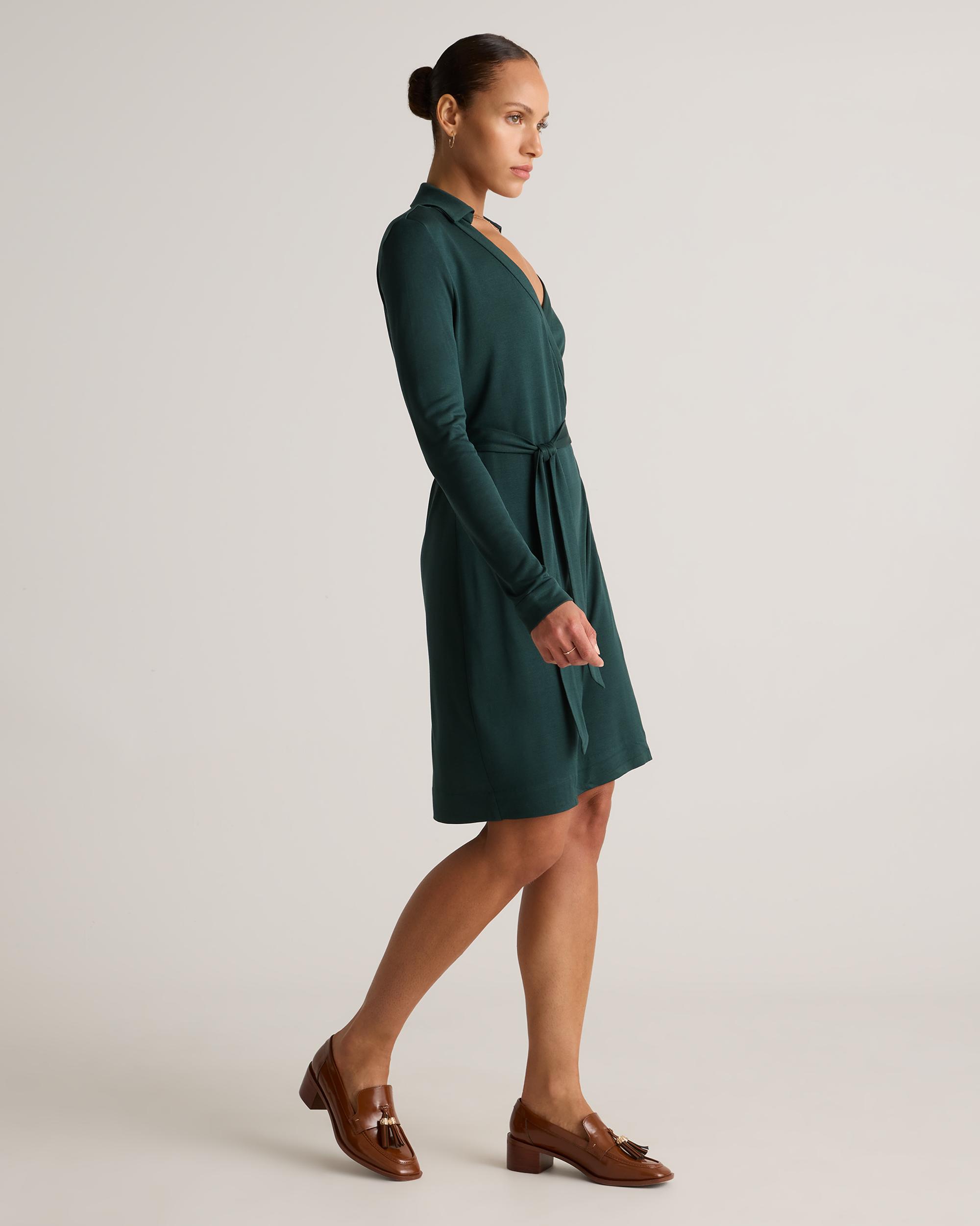 Quince | Women's 100% Silk Jersey Mini Wrap Dress Size XL Product Image
