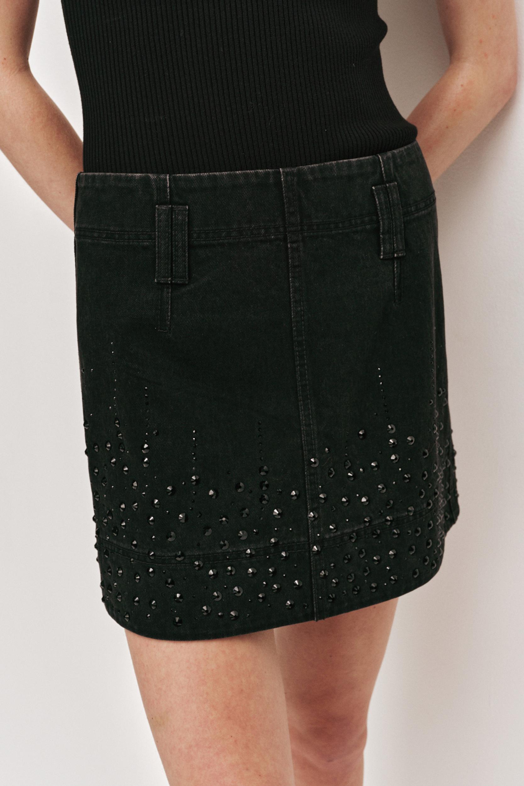 Vanaia Denim Mini Skirt-WASHED BLACK / 4 Product Image