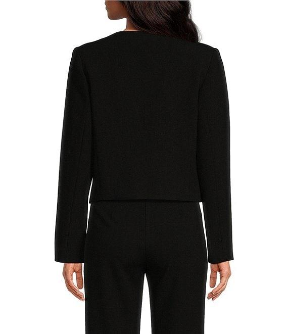 Trina Turk Ren Luxe Drape Suiting Notch Lapel Long Sleeve Cropped Blazer Jacket Product Image
