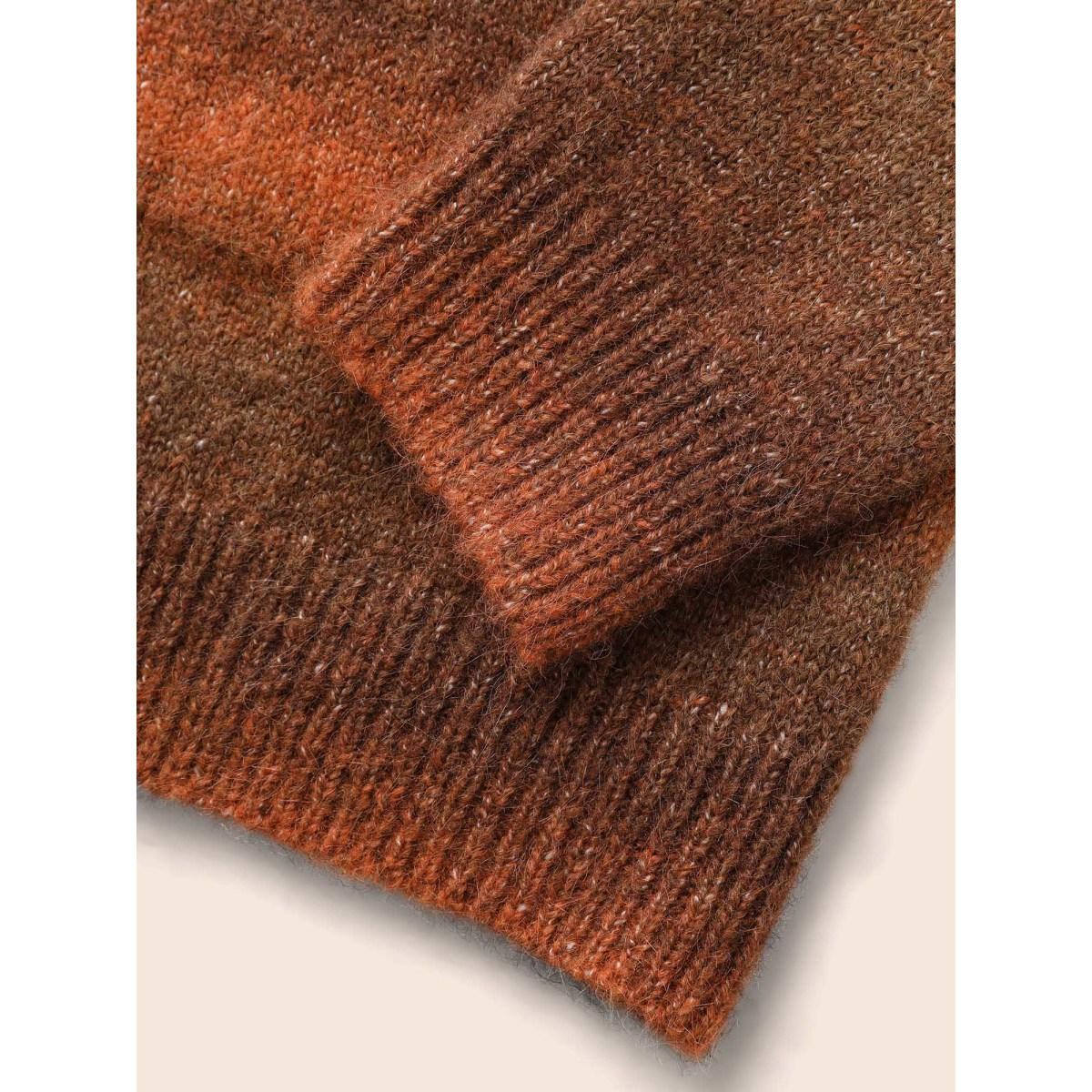 Plus Size Gradient Dye Design Pockets Cardigan Yellowishbrown Women Basics Loose Long Sleeve Everyday Cardigans BloomChic 18-20/2X Product Image