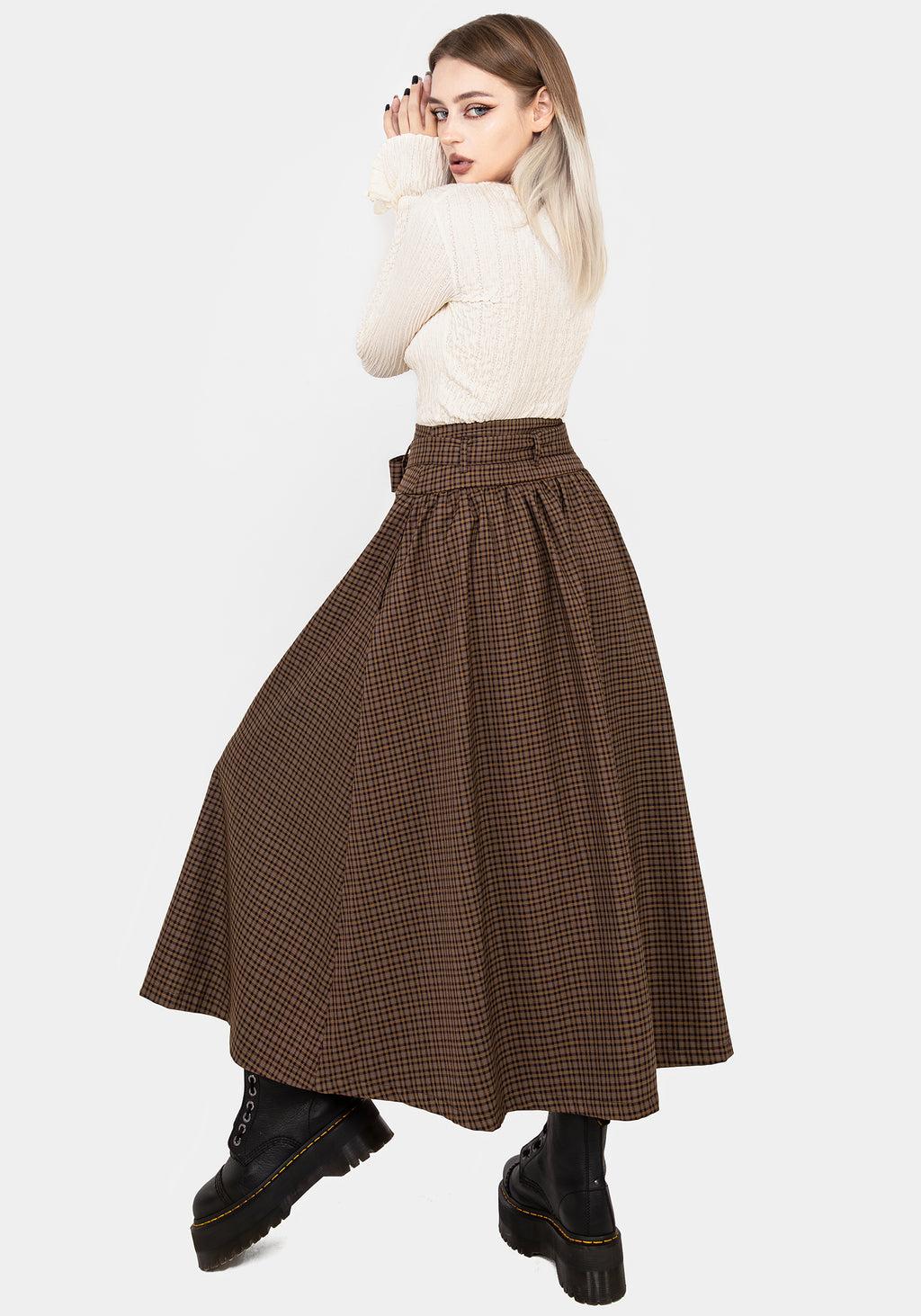 Sweetspire Check Tie Waist Midaxi Skirt Product Image