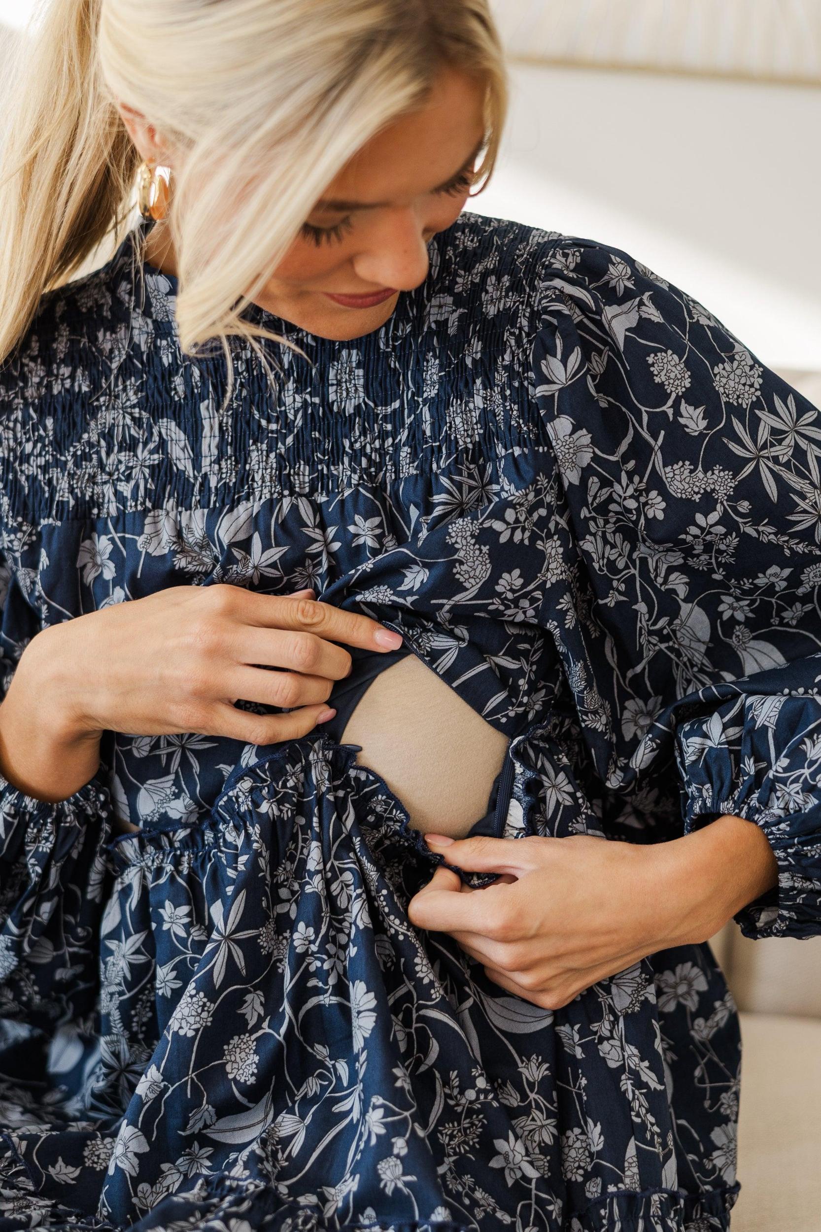 NURSING COLLECTION: Be Your Best Navy Toile Babydoll Dress Female Product Image