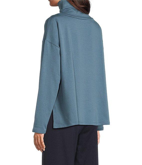Eileen Fisher Brushed Terry High Funnel Neck Long Sleeve Box Top Product Image