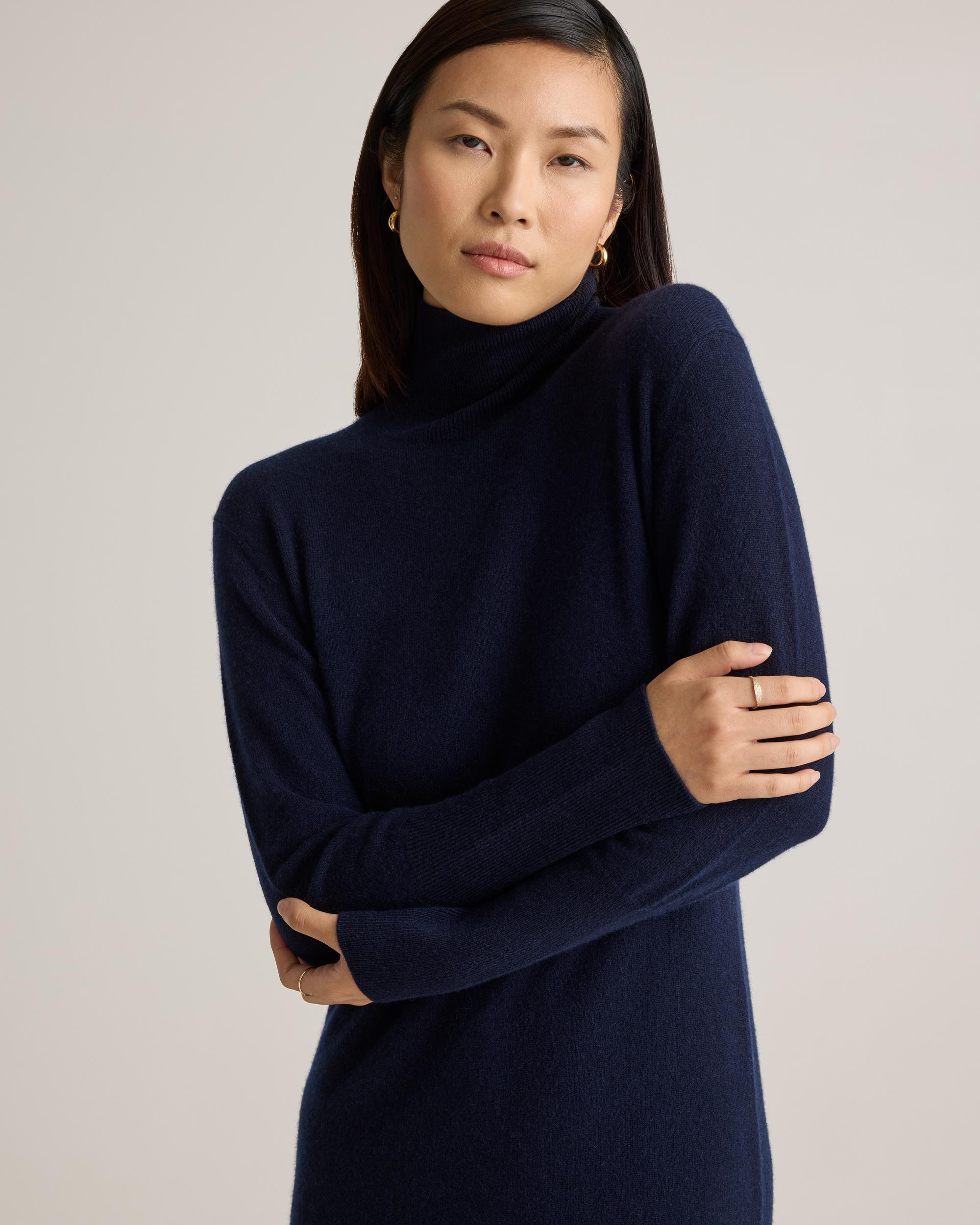Quince | Women's Mongolian Cashmere Turtleneck Midi Sweater Dress Product Image