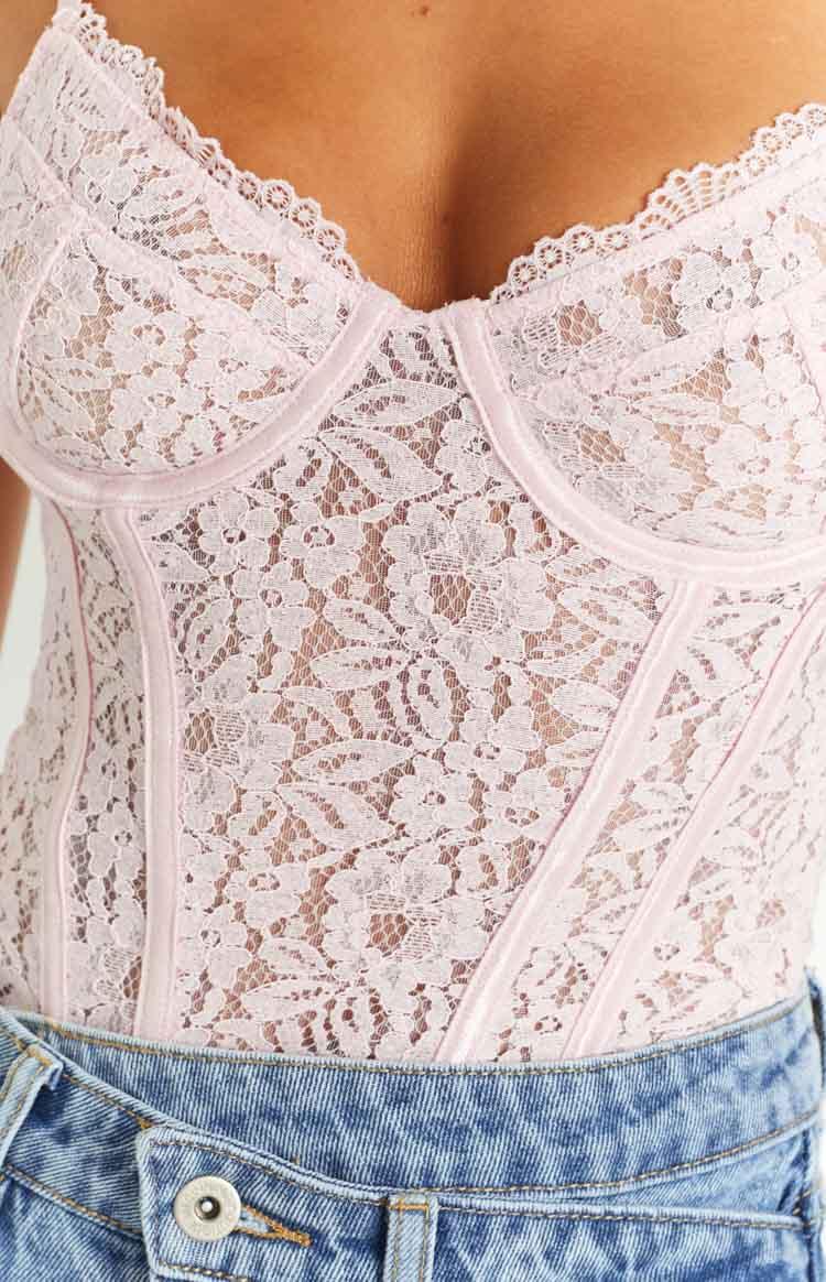 Louisa Pink Lace Corset Top Product Image