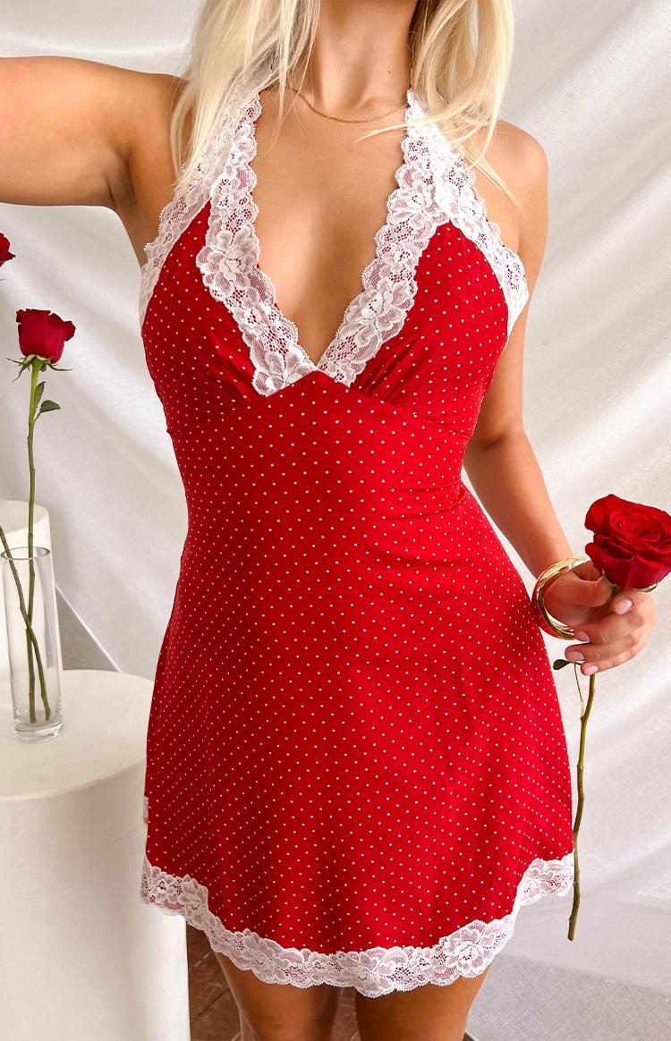 Cassidy Red Polka Dot Mini Dress Product Image