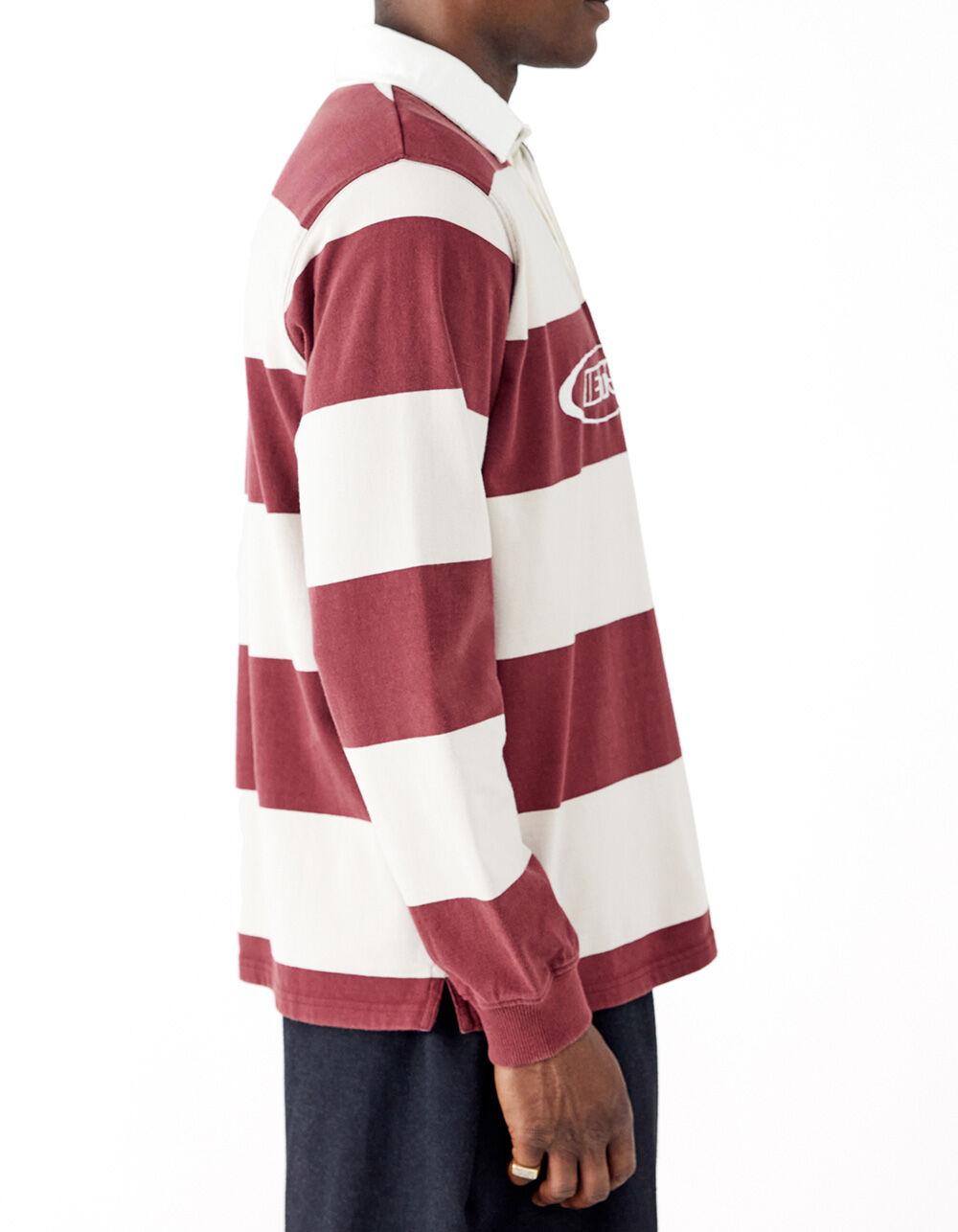 IETS FRANS Stripe Mens Long Sleeve Rugby Shirt - BURGUNDY Product Image