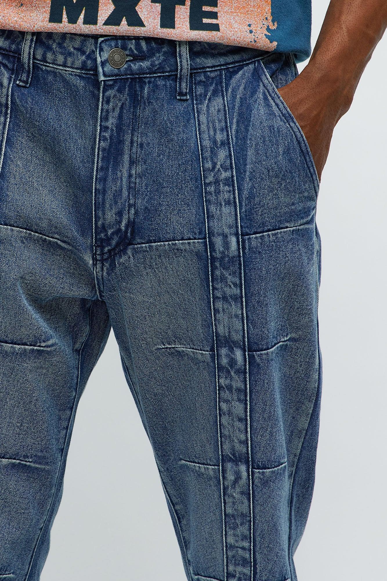 Vertical Panel Slim Jeans - Medium Blue Wash Product Image