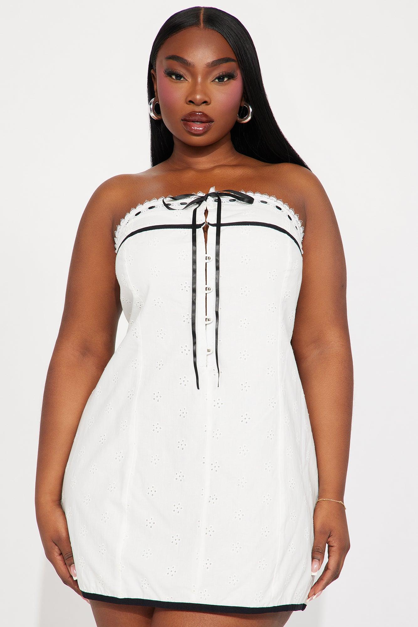 Madison Eyelet Mini Dress - White Product Image