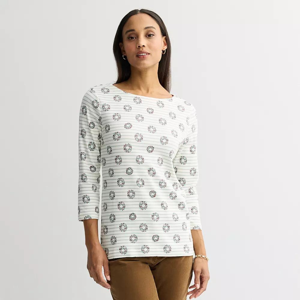 Petite Croft & Barrow® Boatneck Top, Women's,  Product Image